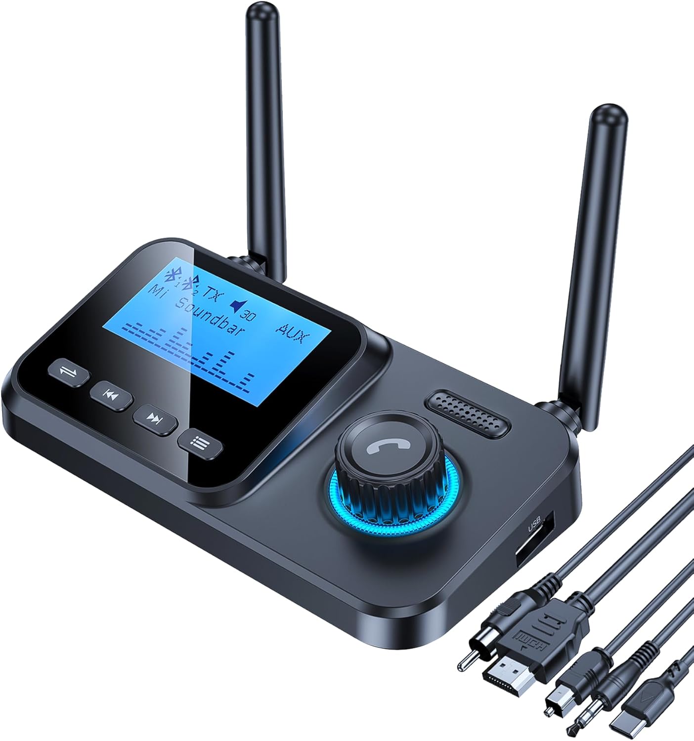 KAIY 2 2 1 Bluetooth Transmitter for TV Dual Link to Headphones, in Wireless Audio Adapter Receiver for Home Stereo