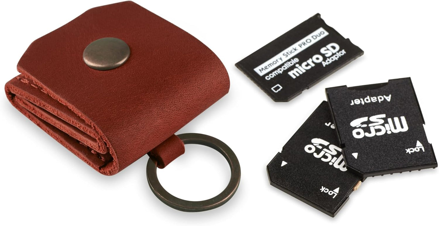 MAKYN Leather SD Card Holder Keychain, SD Card Case Key Fob, Micro SD Card Holder Organizer, SD Card Storage Case