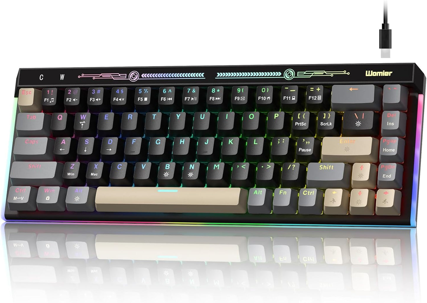 Typehaven VK68 65% 68 Gaming Keyboard, Wired Backlit Mini Keyboard, Ultra-Compact Anti-Ghosting No-Conflict Keys Gaming