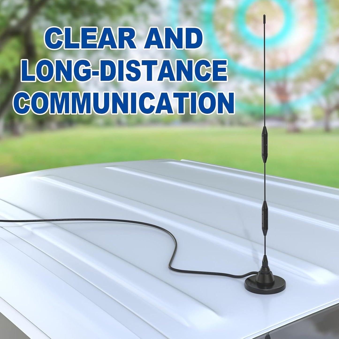 Eightwood 136-174MHz 400-480MHz PL259 SO239 Car Mobile Ham Radio Antenna High Gain Dual Band VHF UHF Male Antennae