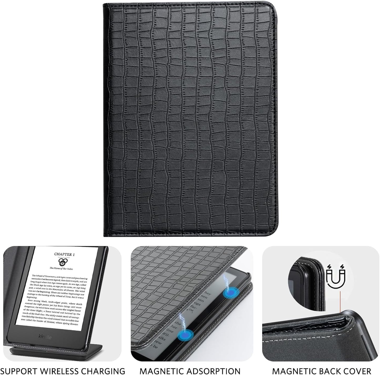 CoBak 6" Case for E-Reader - PU Leather Smart Cover with Auto Sleep/Wake & Hand Strap, not Compatible with Kobo Clara