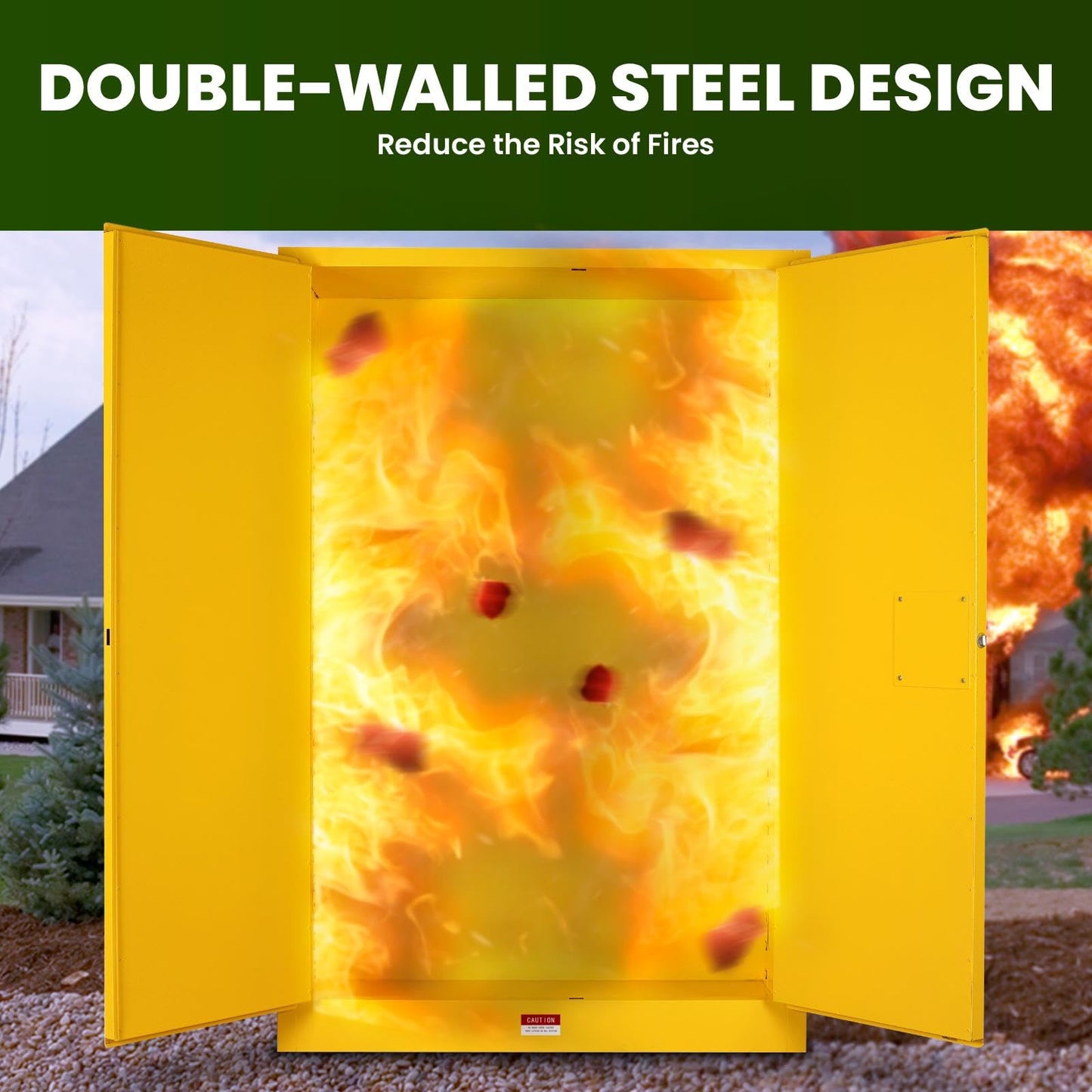 60 Gallon Flammable Storage Cabinet, Fire Cabinet with 3-Point Locking System, Adjustable Shelf Fuel Safety Storage Cabinet, Metal Garage Storage Cabinet for Industrial Commercial and Home Use