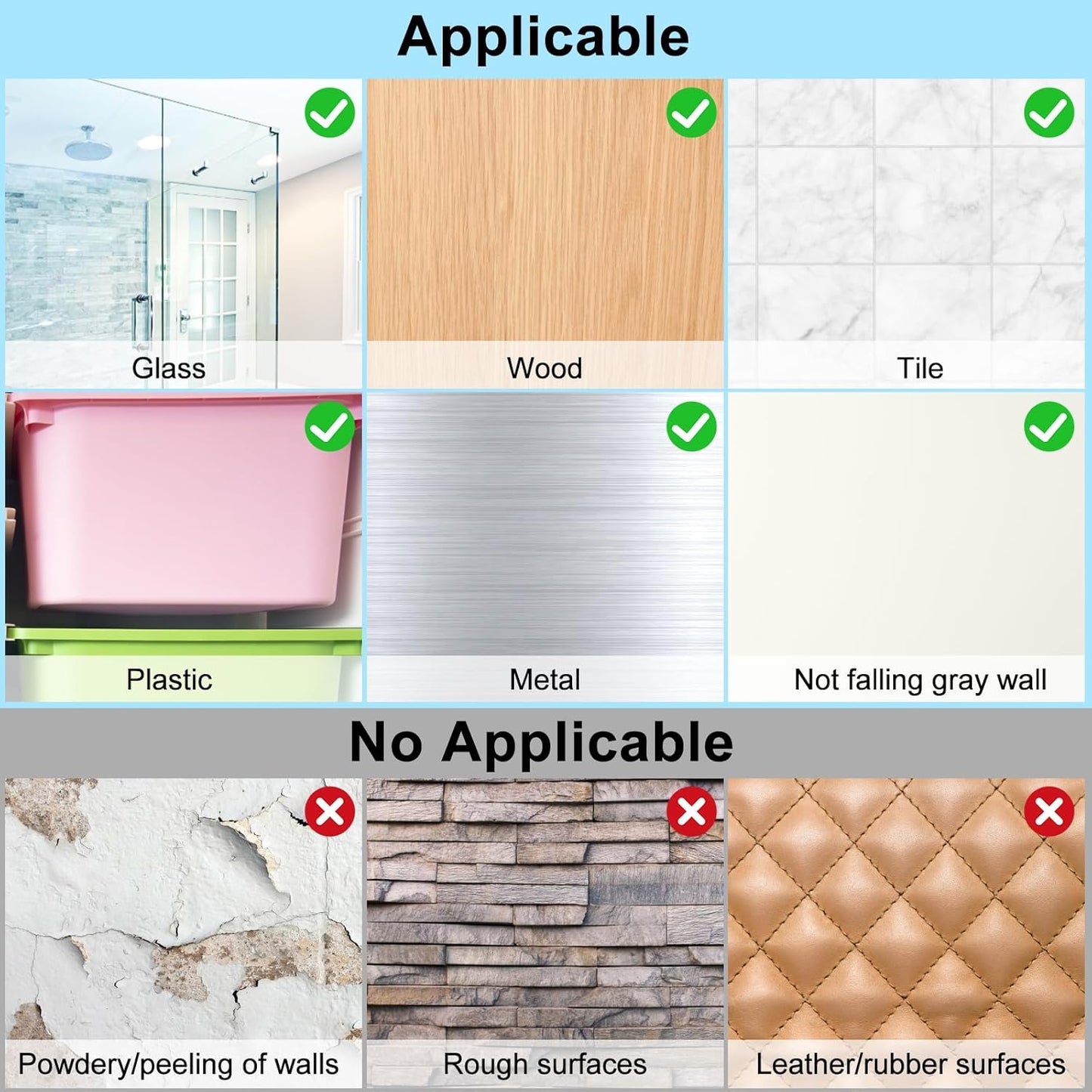 Vivinin Shower Caddy Adhesive Replacement - No Drilling Hooks for Bathroom & Kitchen | 15 Pack