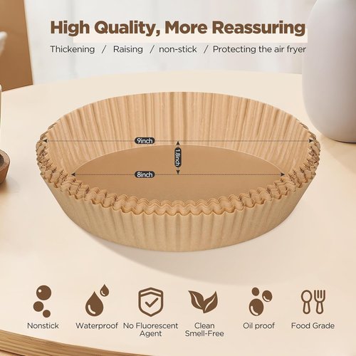 Air Fryer Liners | 100pcs Non-Stick Parchment Paper for 5-8 Qt Air Fryers - 8 Inch Round, Oil Resistant