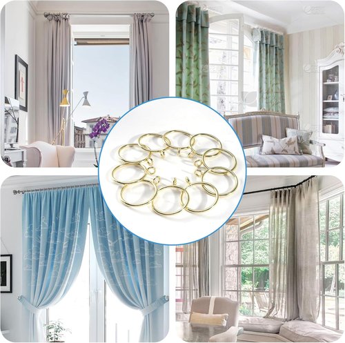44 Pack Metal Curtain Rings by [Brand Name] - Eyelet Drapery Rings for Pinch Pleat Curtains | 1.5 Inch ID, Gold