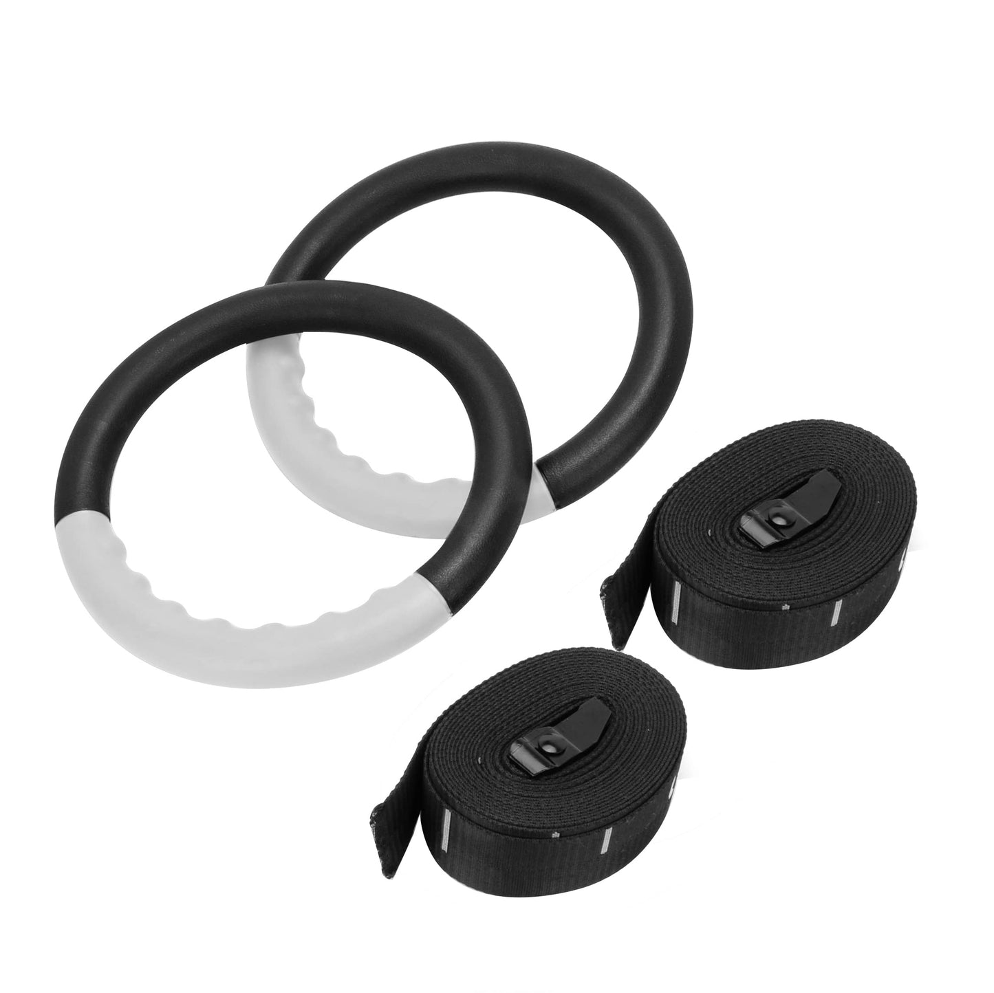 Teamaze Gymnastic Rings with 15 FT Adjustable Straps Non-Slip Gymnastics Rings Pull Up Workout Rings for Home Gym Exercise, Training (Grey)