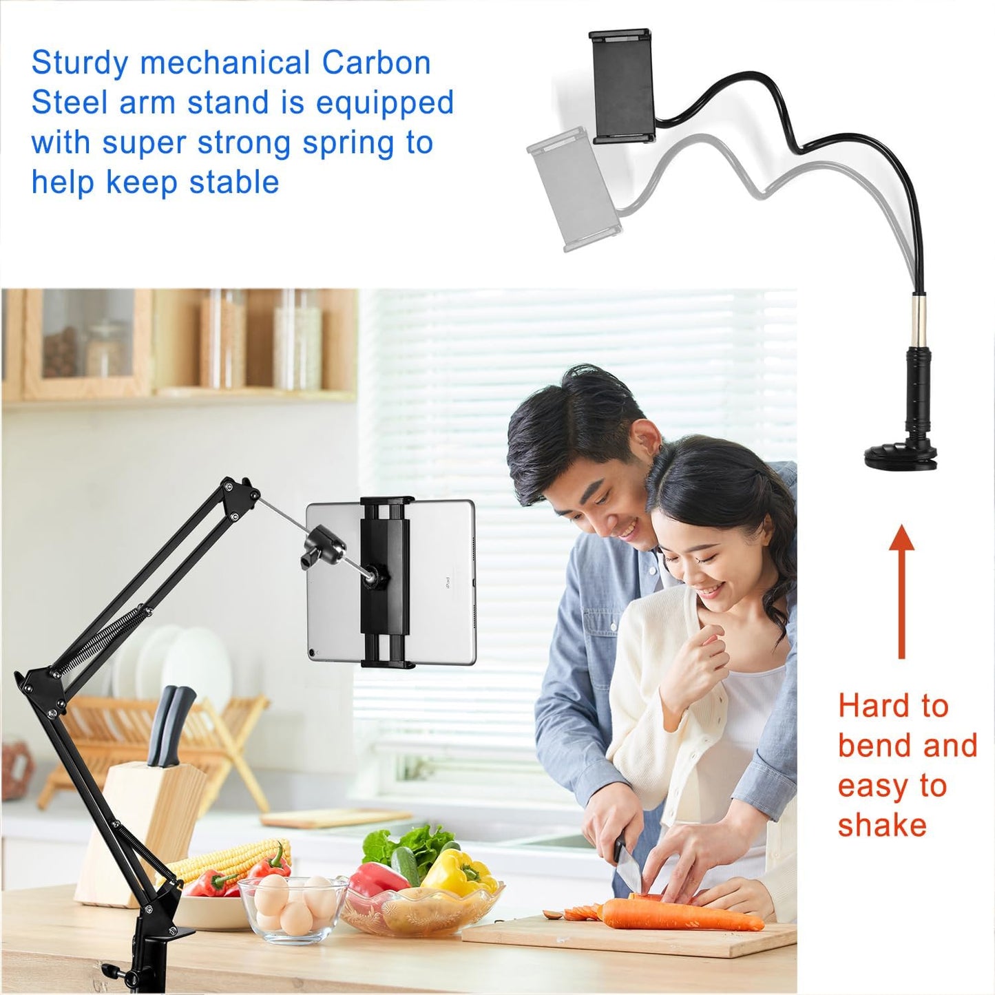 Awlbstruse 4.5-13" Tablet Stand Phone Holder for Bed,iPad Holder for Desk, Headboard,Bedside,Table, Compatible