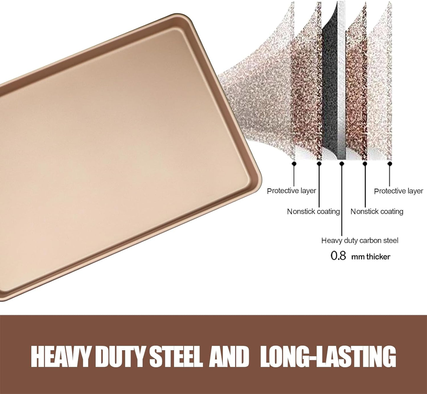 Nonstick Carbon Steel Baking Sheet Set by [Brand Name] - Heavy Duty 3-Pack | Large & Medium Sizes for Oven & Roasting