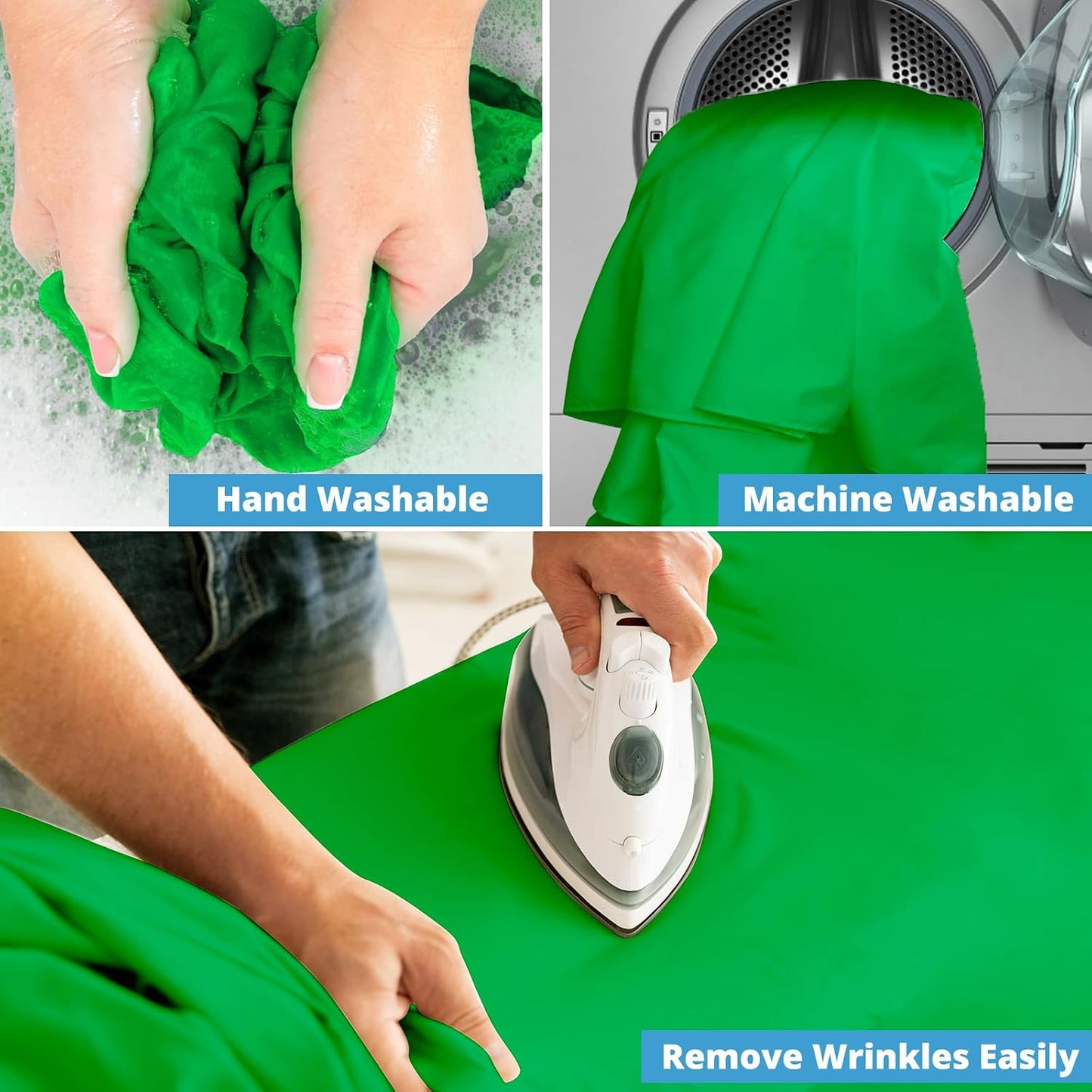 Aimosen 10x10FT Green Screen Backdrop for Photography, Large Background for Zoom Meetings, High Density Polyester