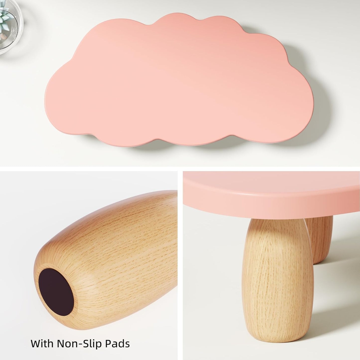 16.5IN AFOOYO Monitor Stand Riser,Cloud Shape Wood Computer Monitor Stand, Monitor Stand Riser, Multi-Purpose Desktop