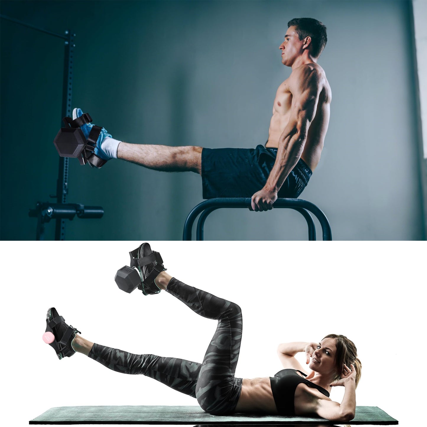 VAIIO Ankle Straps for Dumbbells, Tibialis Trainer, Adjustable Ankle Weights, Workouts at Home for Hip Flexors, Shin Splint, Hamstring Curls for Women and Men, 2pcs