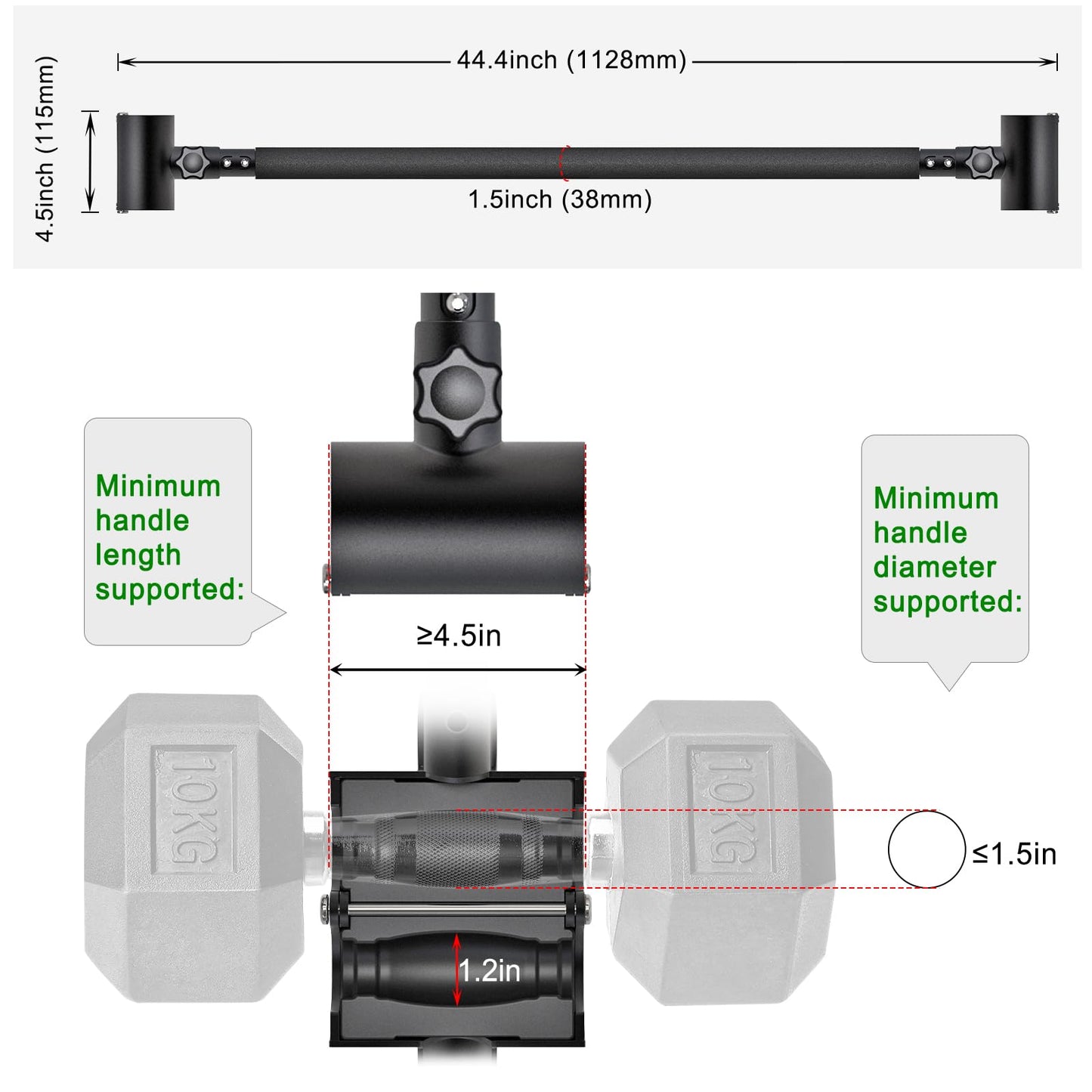 Kipika Adjustable Dumbbell to Barbell Converter - EZ Curling Bar Adapter - Versatile Weightlifting Equipment for Home Gym (A. Barbell Converter)