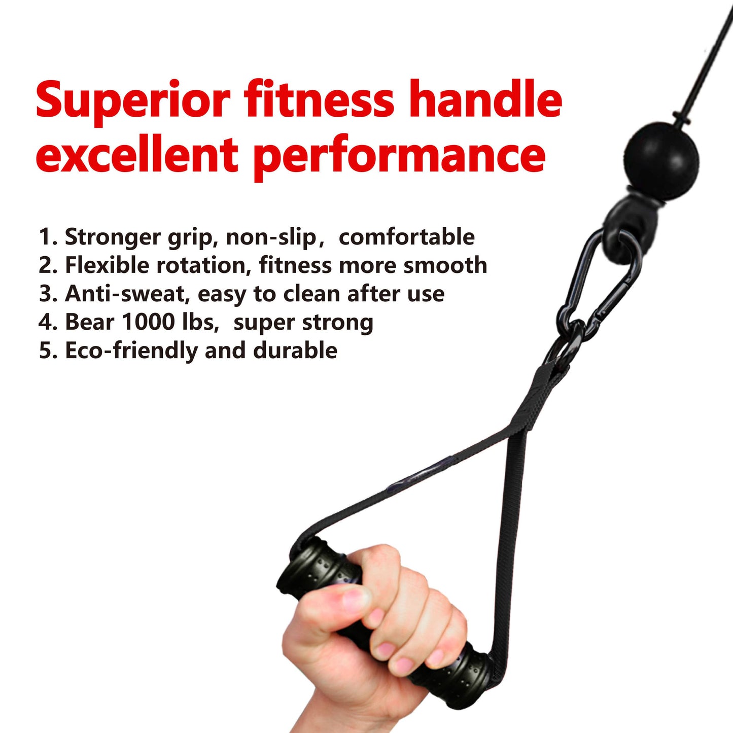 Vigoog Heavy Duty Gym Workout Handle Attachments - Powerful, Comfortable & Anti-Slip Rubber Exercise Grips for Cable Machines, Pulley Systems and Other Fitness Equipments (Carbon Black W)