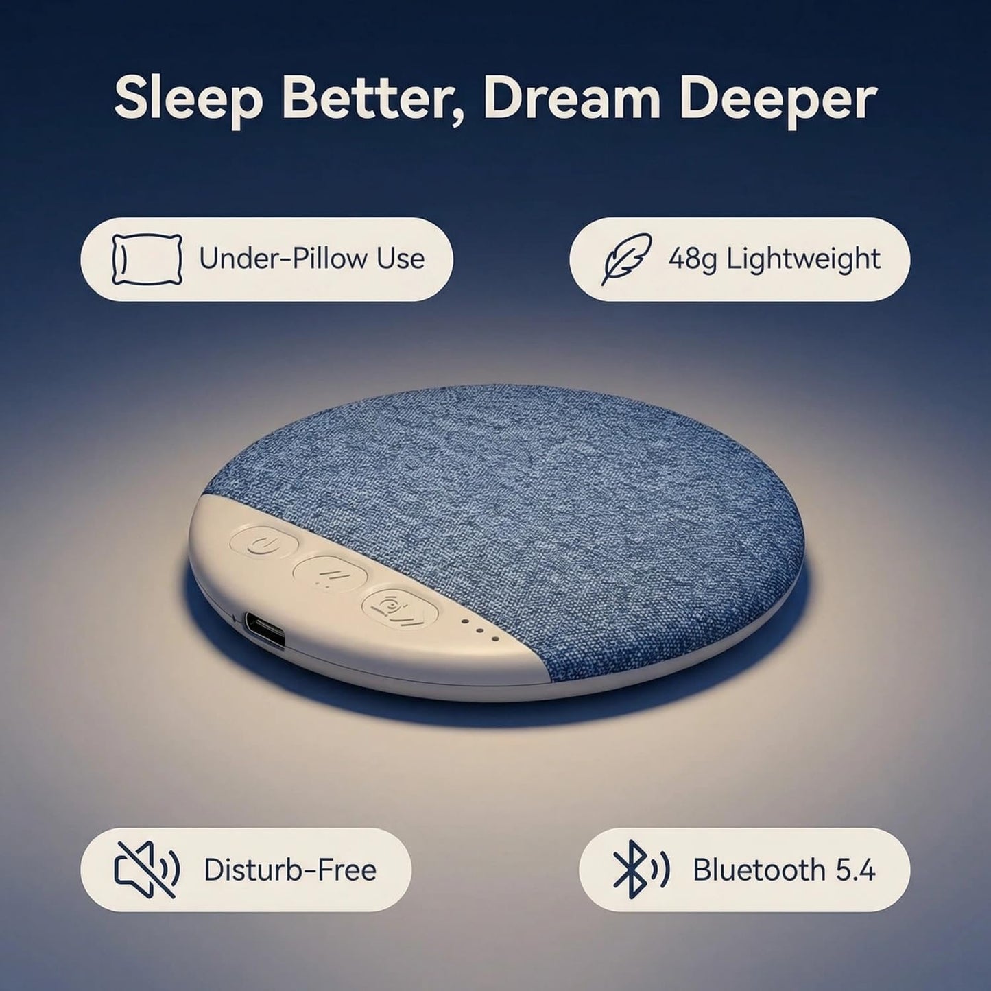 Learoin 2026 Sleep Pillow Speaker, Upgrade Bluetooth Pillow Speaker for Sleeping, Ultra-thin Pillow Speaker with White