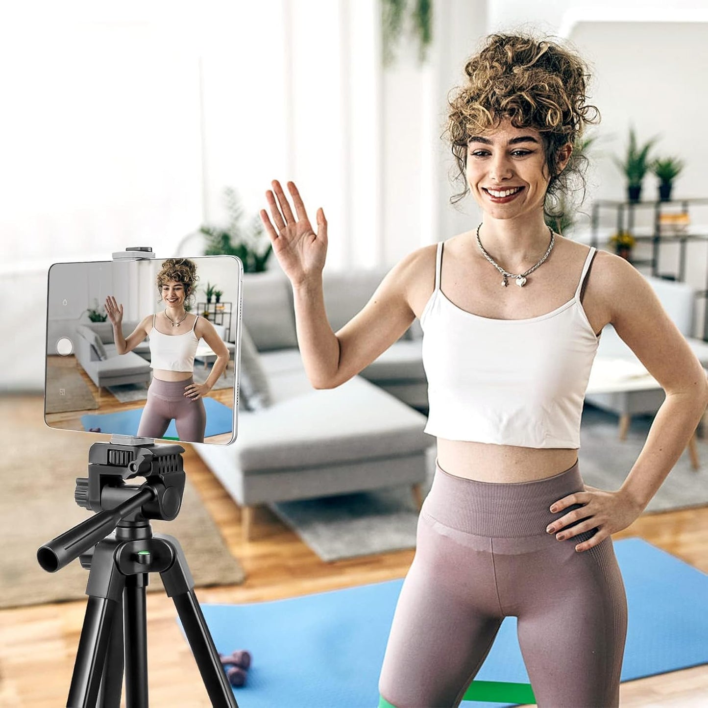 Aureday 64 Phone Tripod Stand, Extendable Cell Phone&Camera Tripod with Wireless Remote and Phone Holder, Aluminum iPad