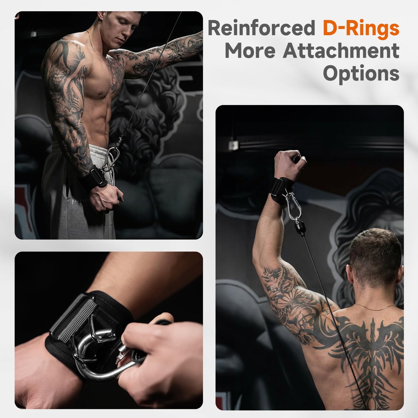 MOST GRIP Non-Slip Gym Wrist Sraps for Weightlifting, Double Rubber Weight Lifting Straps with D Rings for Cable Machine Workout, Wrist Wraps with Cushion Wrist Loop for Men Women Deadlift