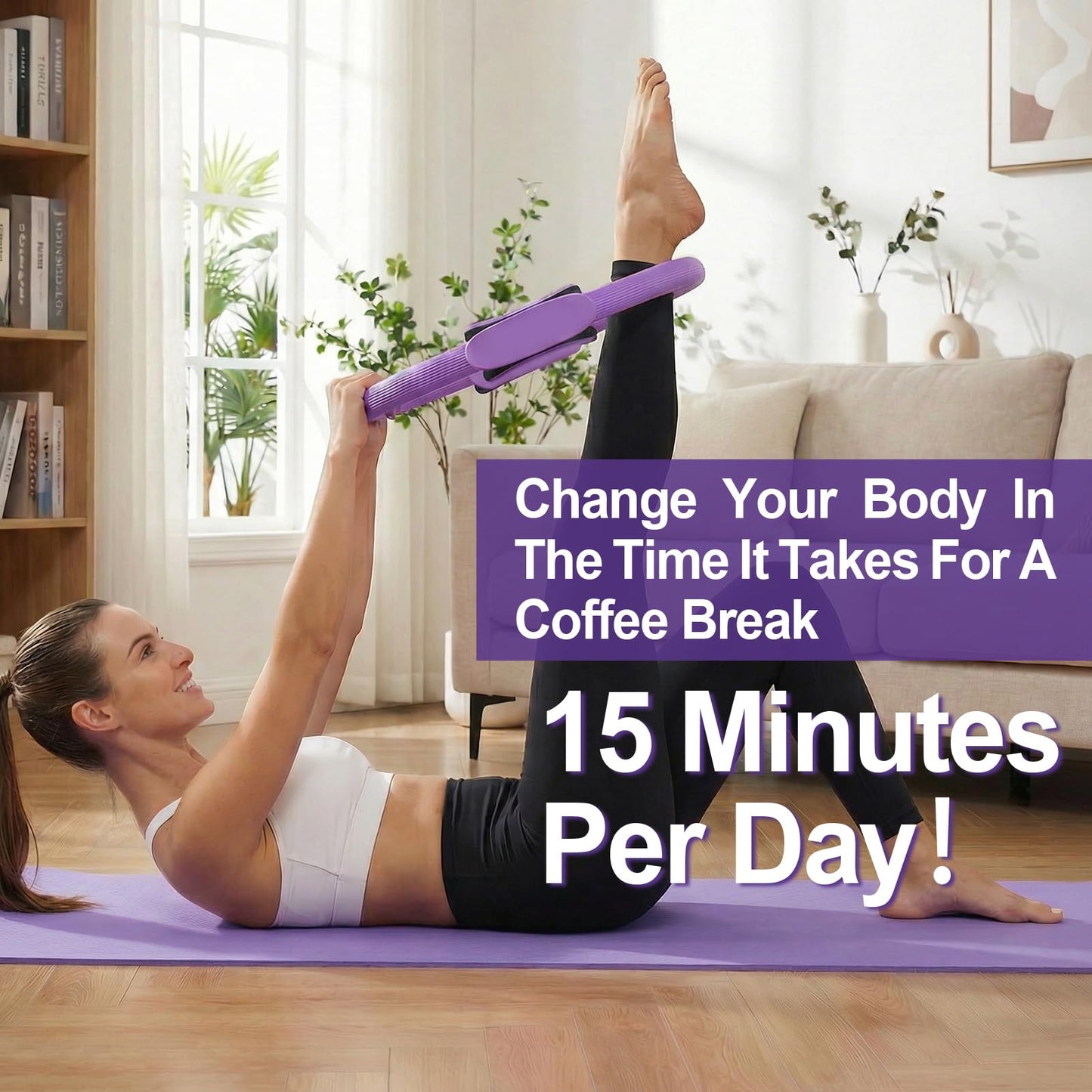 ElaraFit 13 Piece Pilates Kit for Women, Home Pilates Ring and Ball Set with 5 Resistance Bands, Stretch Strap, Arm Exerciser, Grip Socks, Storage Bag and Workout Guide, 13 Inch Magic Circle, Purple