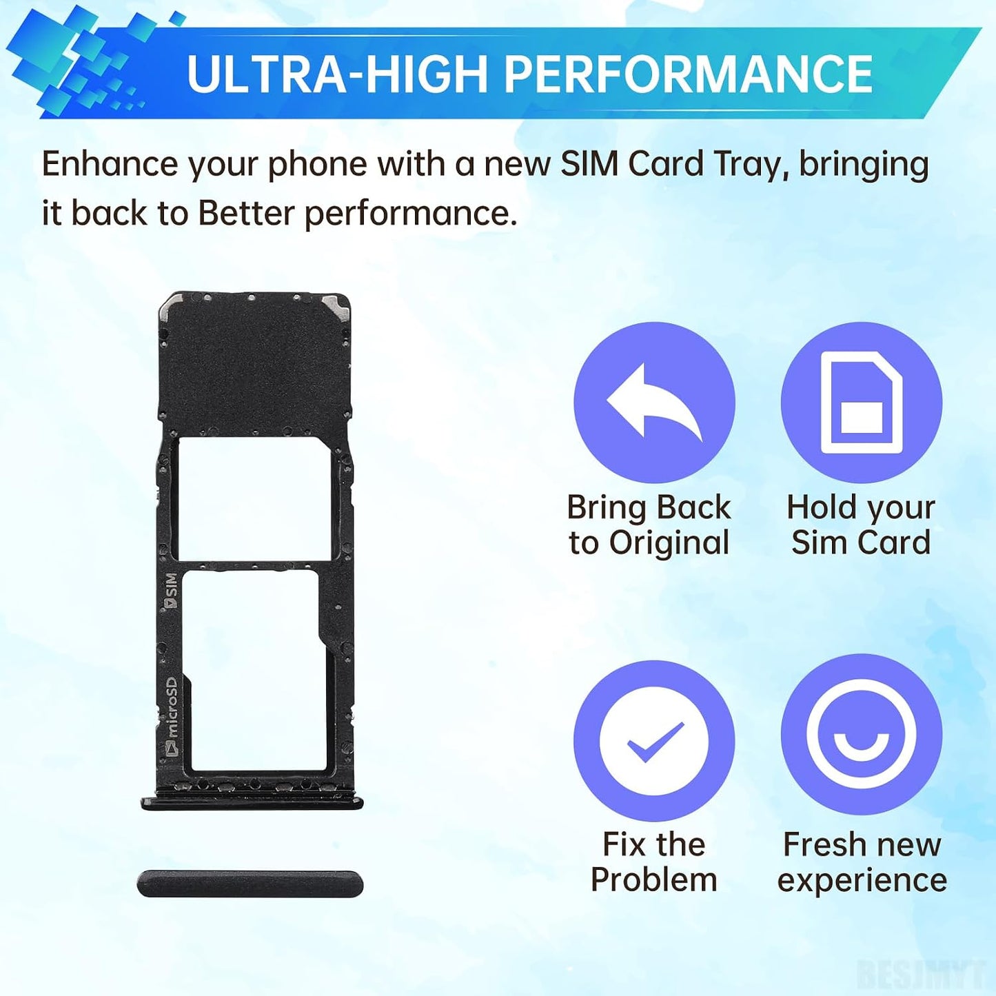 A20 A20 SM-A205U SM-A205U1 Sim Card Tray Replacement for Samsung Galaxy (Single SIM Version) Black Card Tray Slot