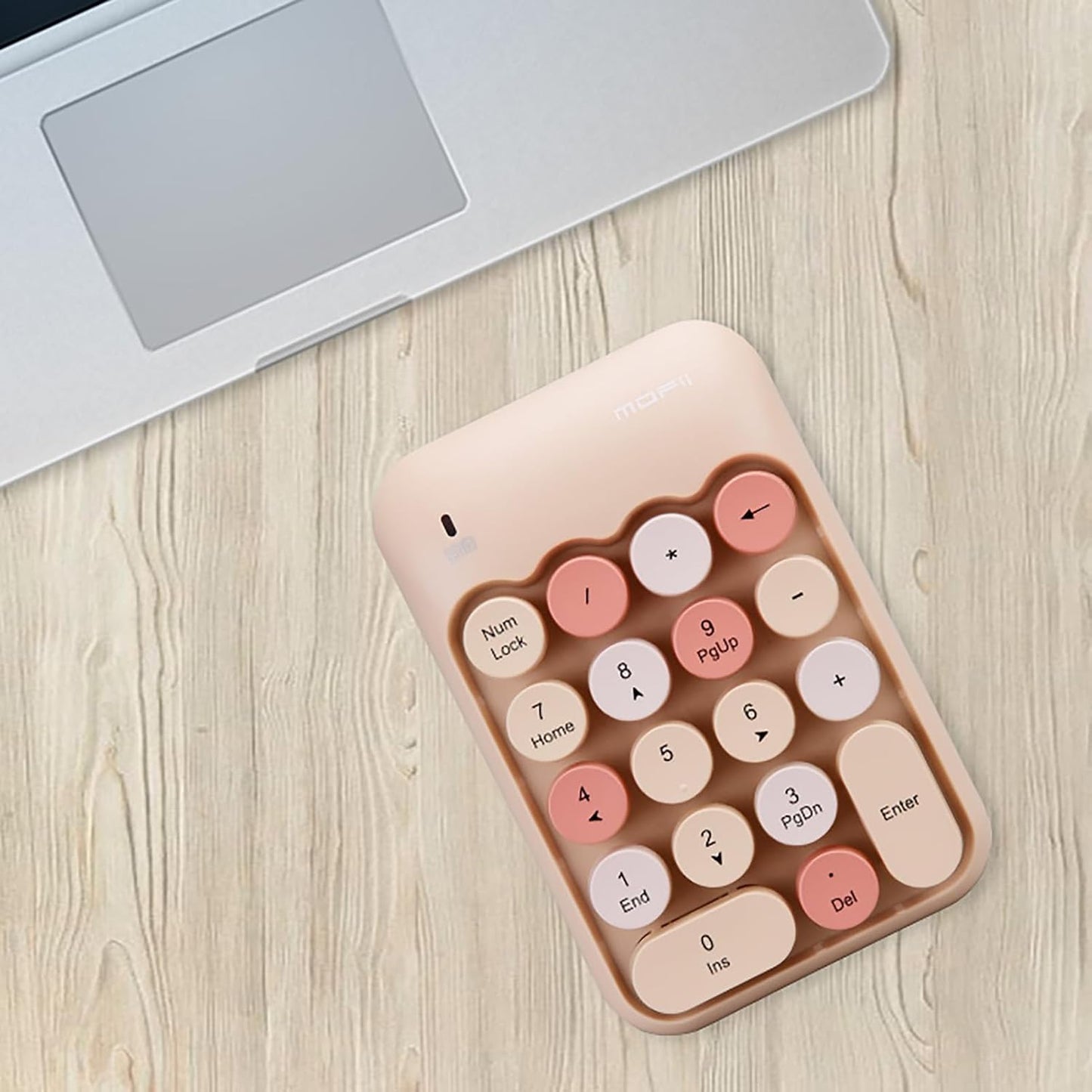 Lomiluskr 2.4G Accounting Wireless Numeric Keypad with USB Receiver, Cute Colorful Round Keycaps, Portable Financial