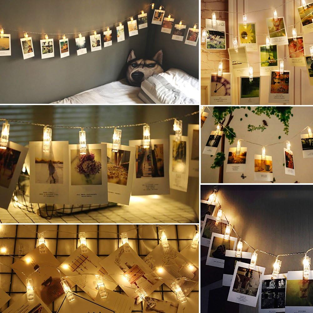 Twinkle Star 10ft Photo Clip String Lights - Battery Operated Fairy Lights for Pictures & Cards | Warm White Decor
