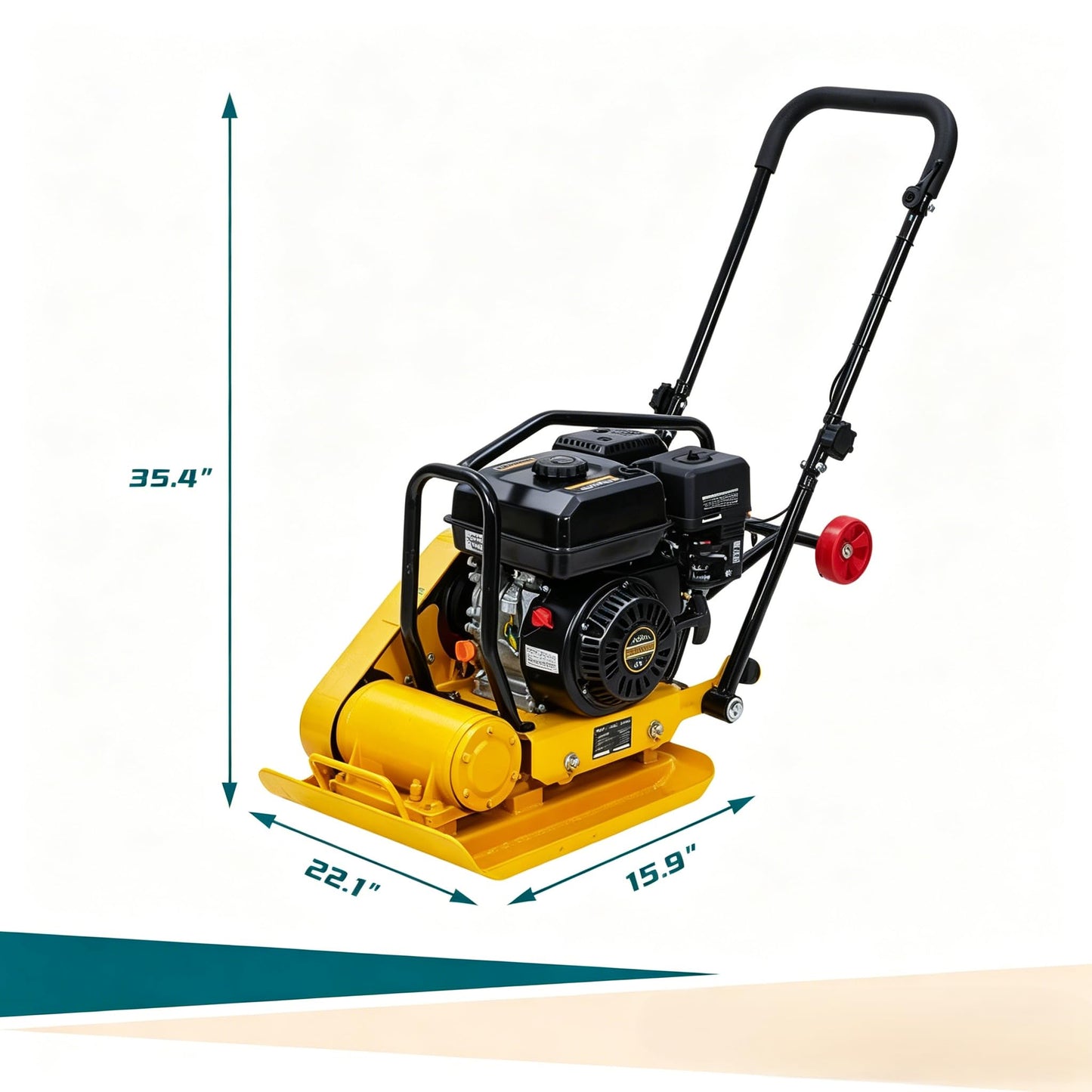 7HP Plate Compactor Rammer,212cc Gas Engine 5600 VPM Soil Compactor, 4200 lbs Compaction Force, 22.1 x 15.9 inch Plate Ground Compactors, Concrete Tools for Paving Landscaping Sidewalk Patio(Yellow)