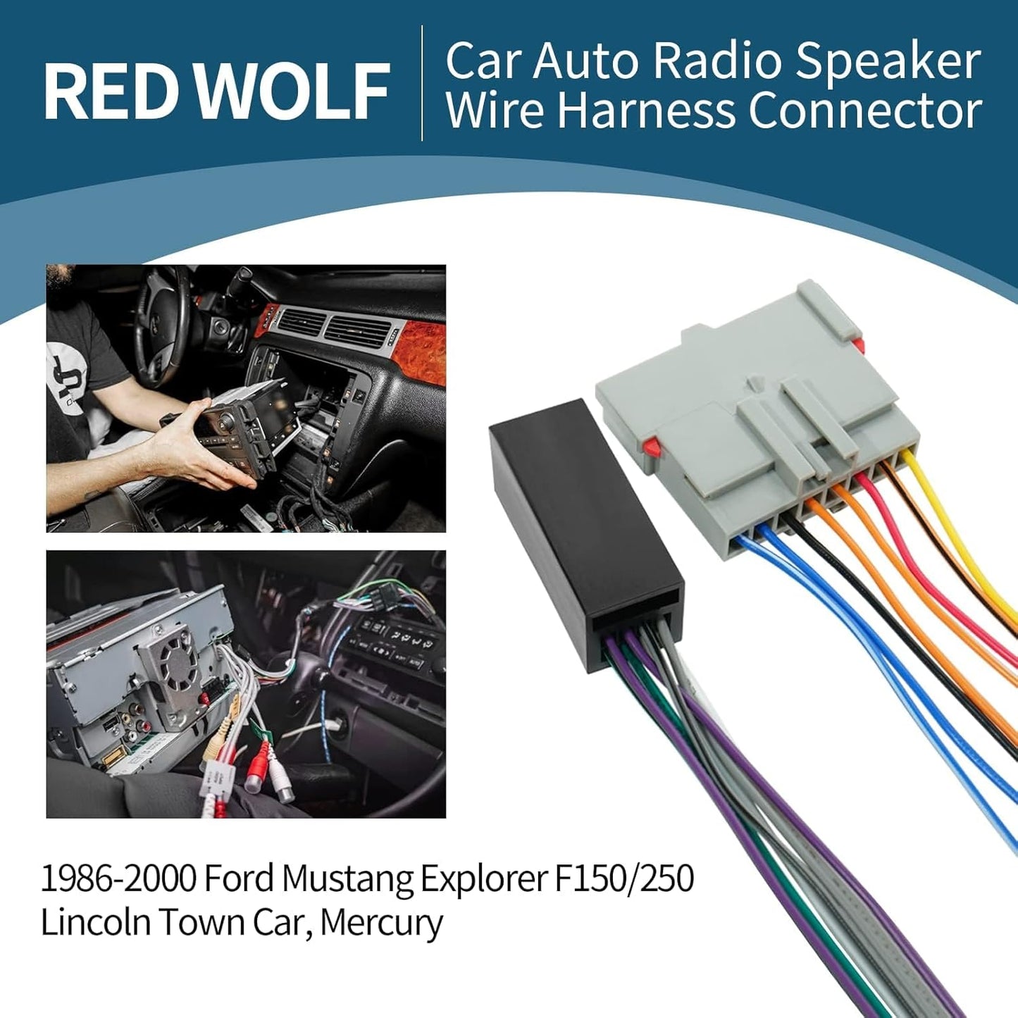 1986-2000 F150/250, RED WOLF Car Radio AMP Amplifier Integration Plug Wire Harness Compatible with Ford Mustang