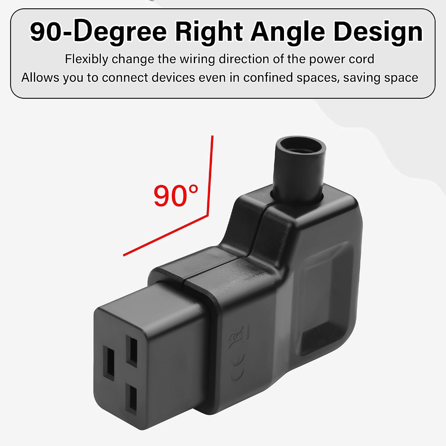 JSADZKJ IEC320 C19 Adapter,16A/250V C19 Connector,90 C19 Computers,Monitors,Servers,UPS,PDU,etc.-Blac(IEC320 C19) Right