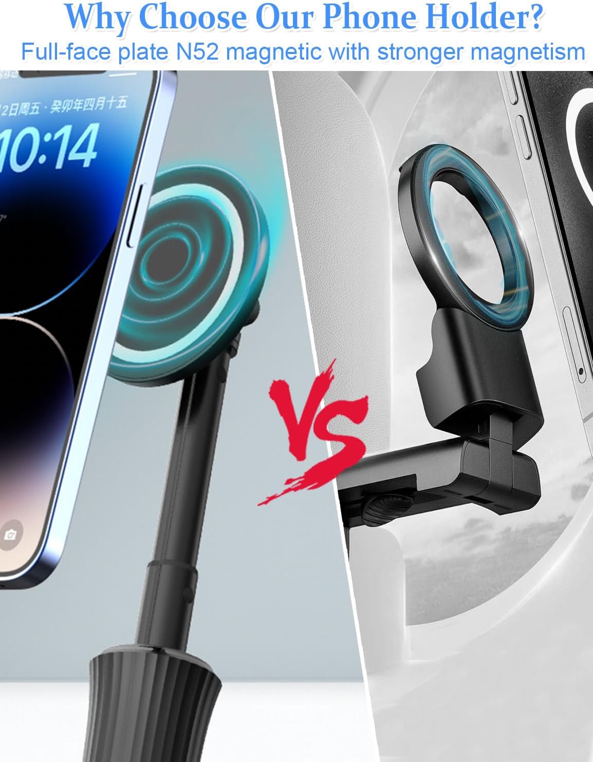 CLQ 360 16 15 14 13 4-7" Magnetic Phone Holder for Desk, for Magsafe Cell Phone Mount Clamp Clip, Rotating Adjustable