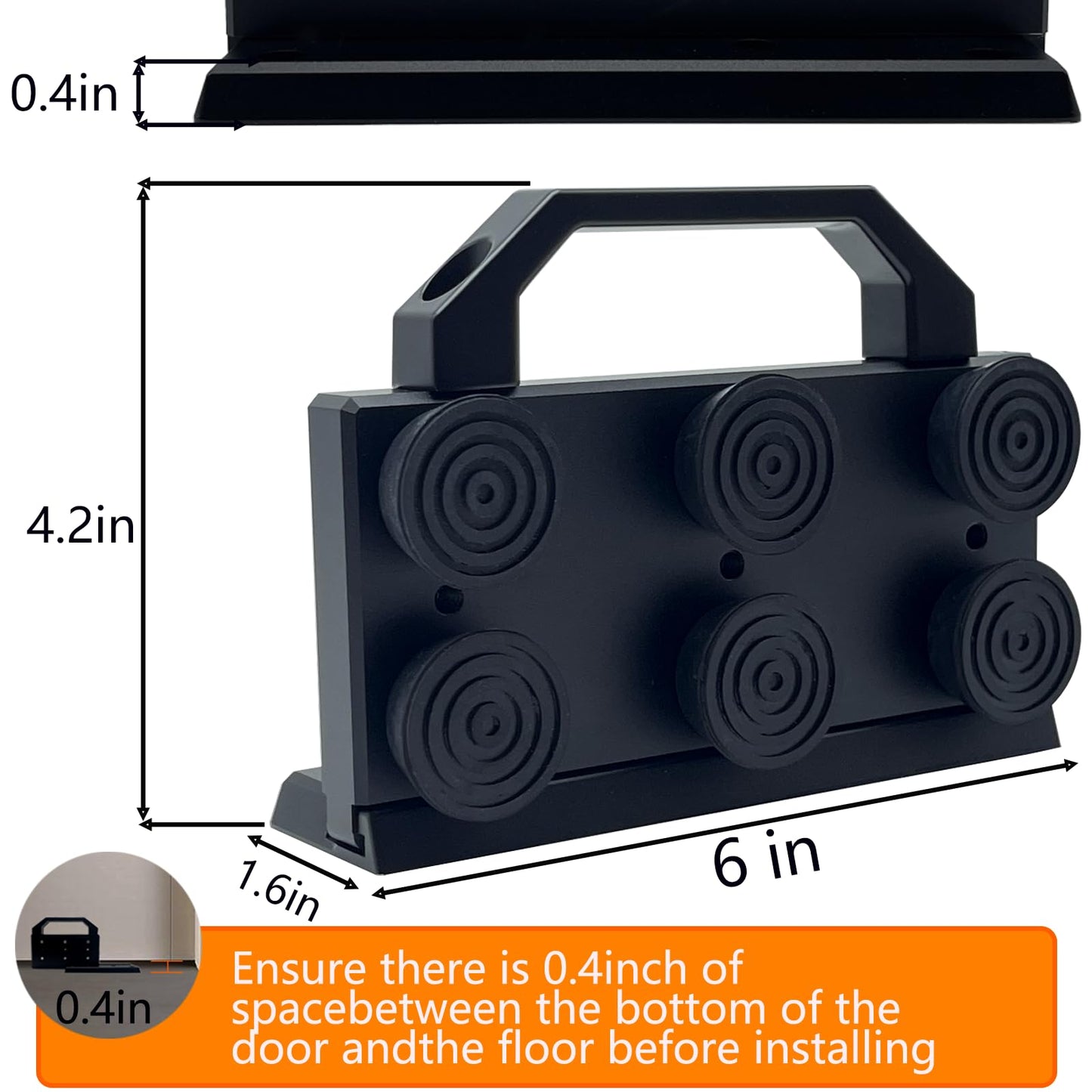 Security Door Stopper,Door Barricade Brackets,Prevents Entry Burglaries Home,Withstands 3000 Lbs of Violent Force,Enhance Family Security Floor Mounted, Black Aluminum