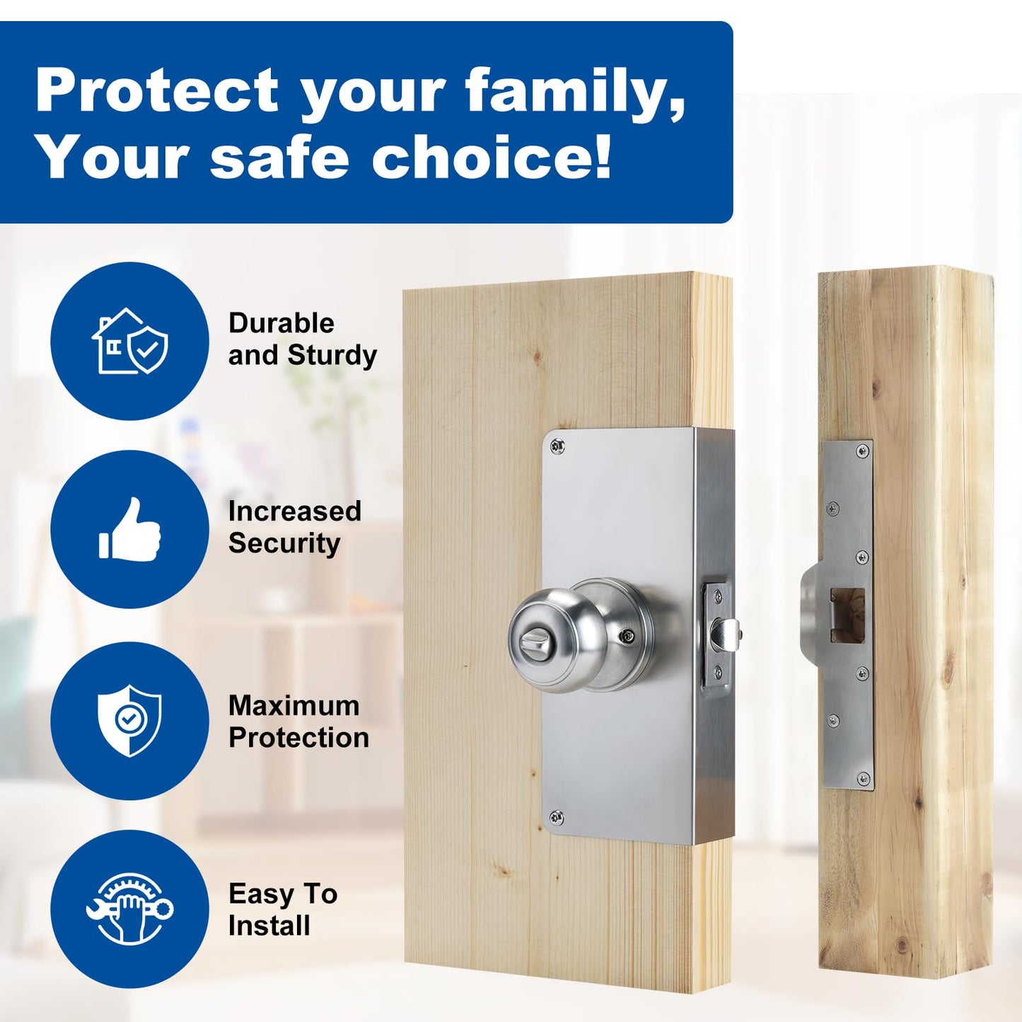 U 9551 Stainless Steel Lock and Door Reinforcement Plate fits 1-3/4"Thick Doors and Includes the U 9476 Security Latch Strike (1-1/4 "x 7-7/8").