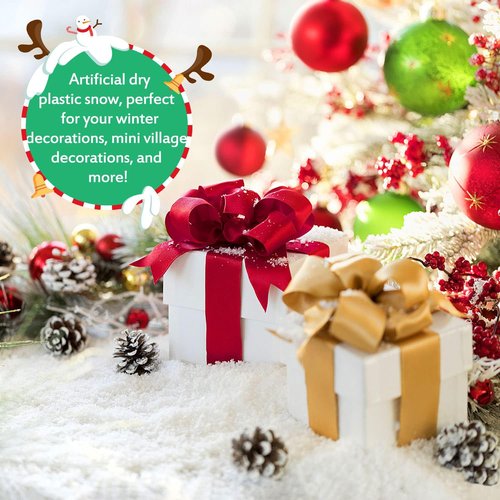 Hatisan 13 Ounces Fake Snow Decoration - Artificial Snow for Christmas & Holiday Crafts | Dry Plastic Snowflakes