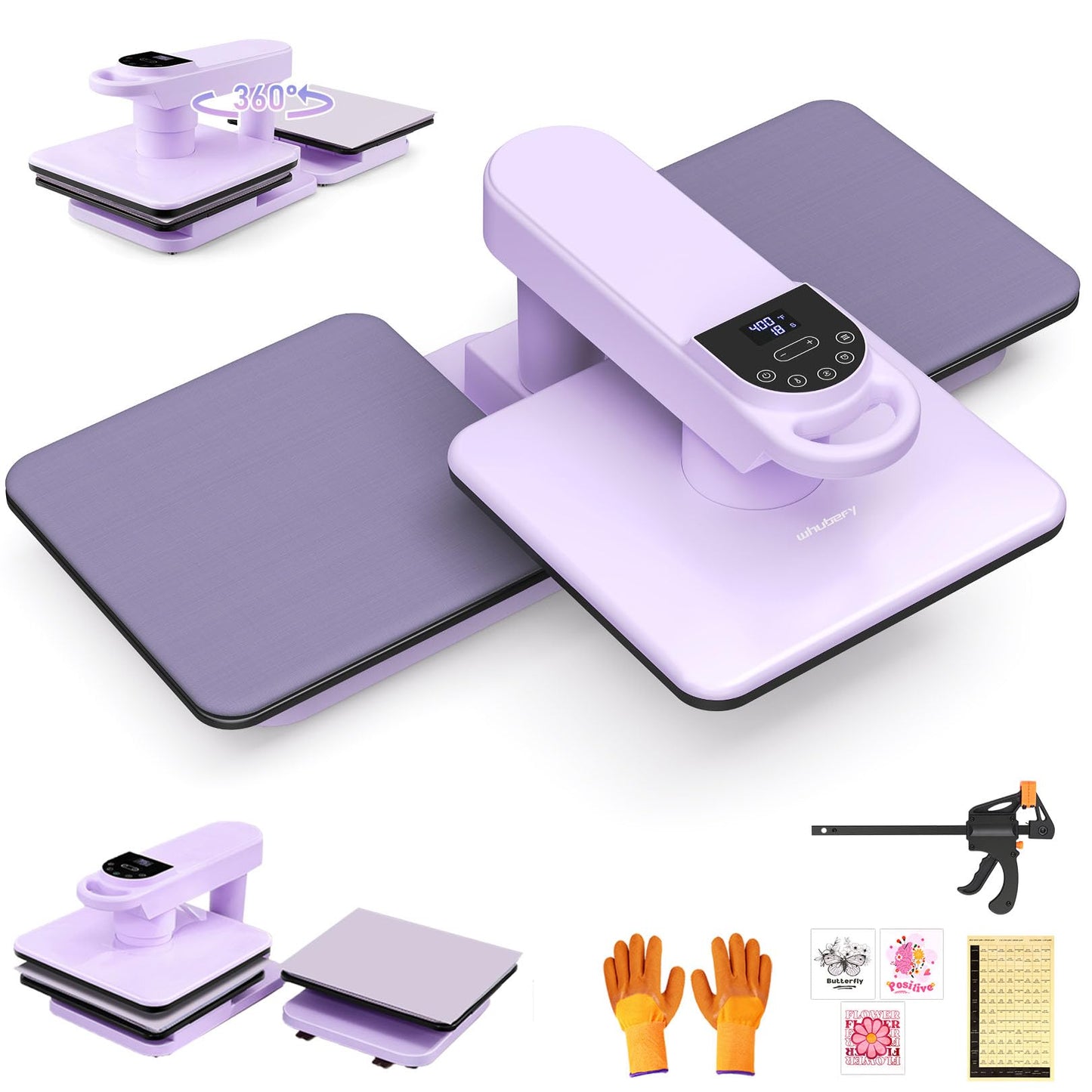 Whubefy Dual Auto Heat Press Machine 15x15, 360° Swing Away Smart T-Shirt Printing W/Auto Release & Auto-Off, Adjustable Pressure & Higher Heating Height for HTV, Sublimation, Heat Transfer Projects
