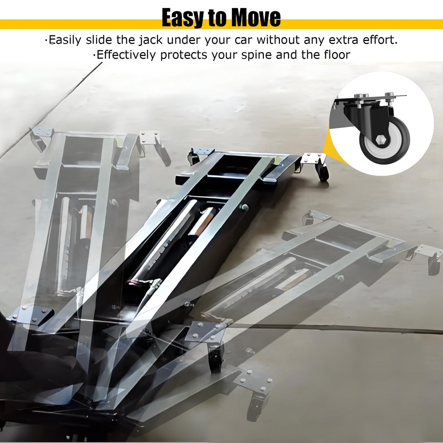 Transferable Caster Kit Compatible with Quickjack 7000TL/TLX, 6000ELX/EXT, 360° Swivel, Easy Mobility