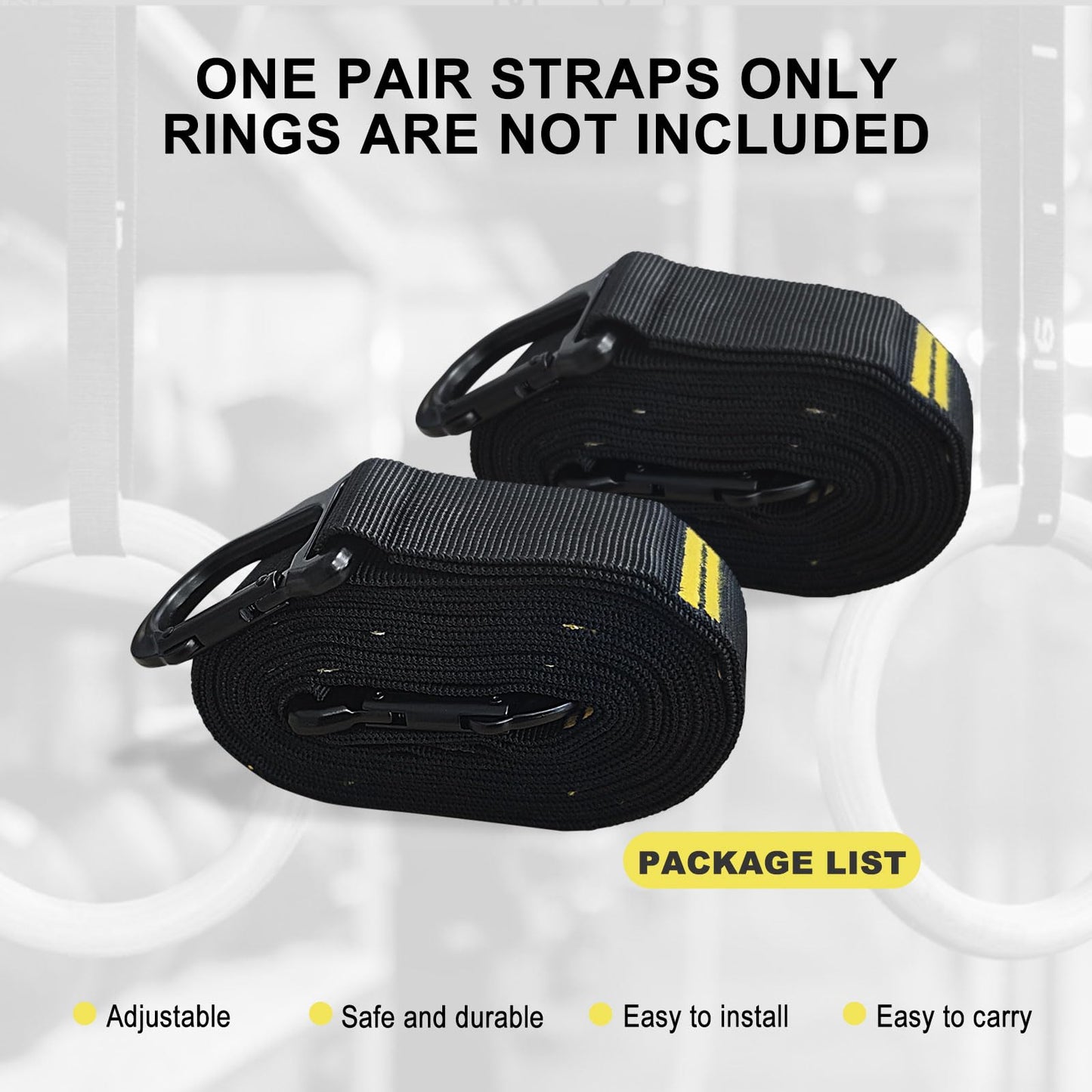 Powerfeng Adjustable Numbered Straps for Gymnastic Rings & Pull Up Handles, 8.2FT Long Each, 1000LBS Weight Capacity, Home Gym DIY Pull Down System Accessories(Only Straps No Rings)