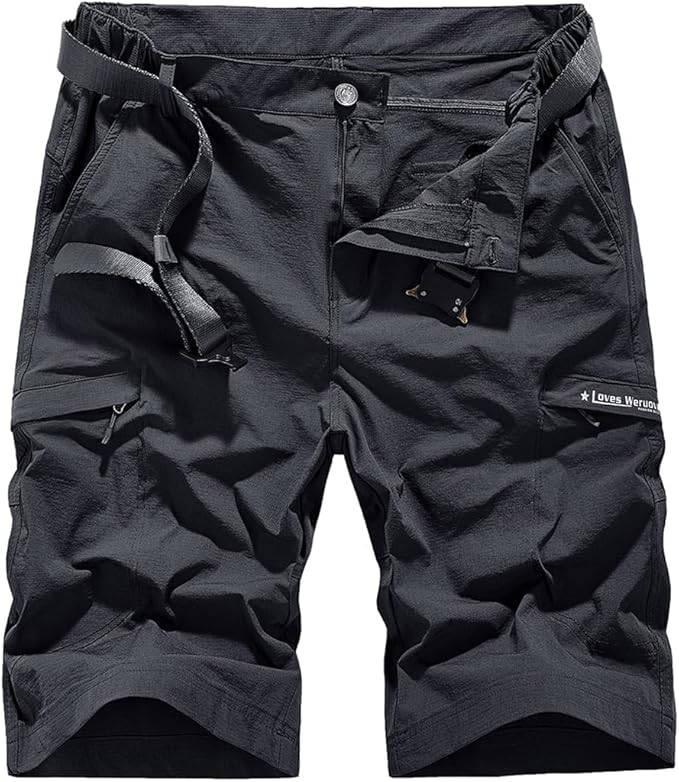Quick Dry Hiking Shorts Men's Cargo Casual Outdoor 4-Way Stretchy Lightweight Summer Short with Multi Pockets 30-46 (No Belt)