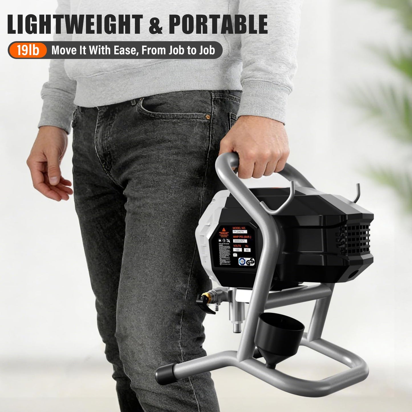 Airless Paint Sprayer - High Efficiency Thinning-Free Electric Spray Gun with Brass Nozzles & Extension Rod, Minimal Overspray for Home Interior/Exterior (Shell-Head airless Paint Sprayer)