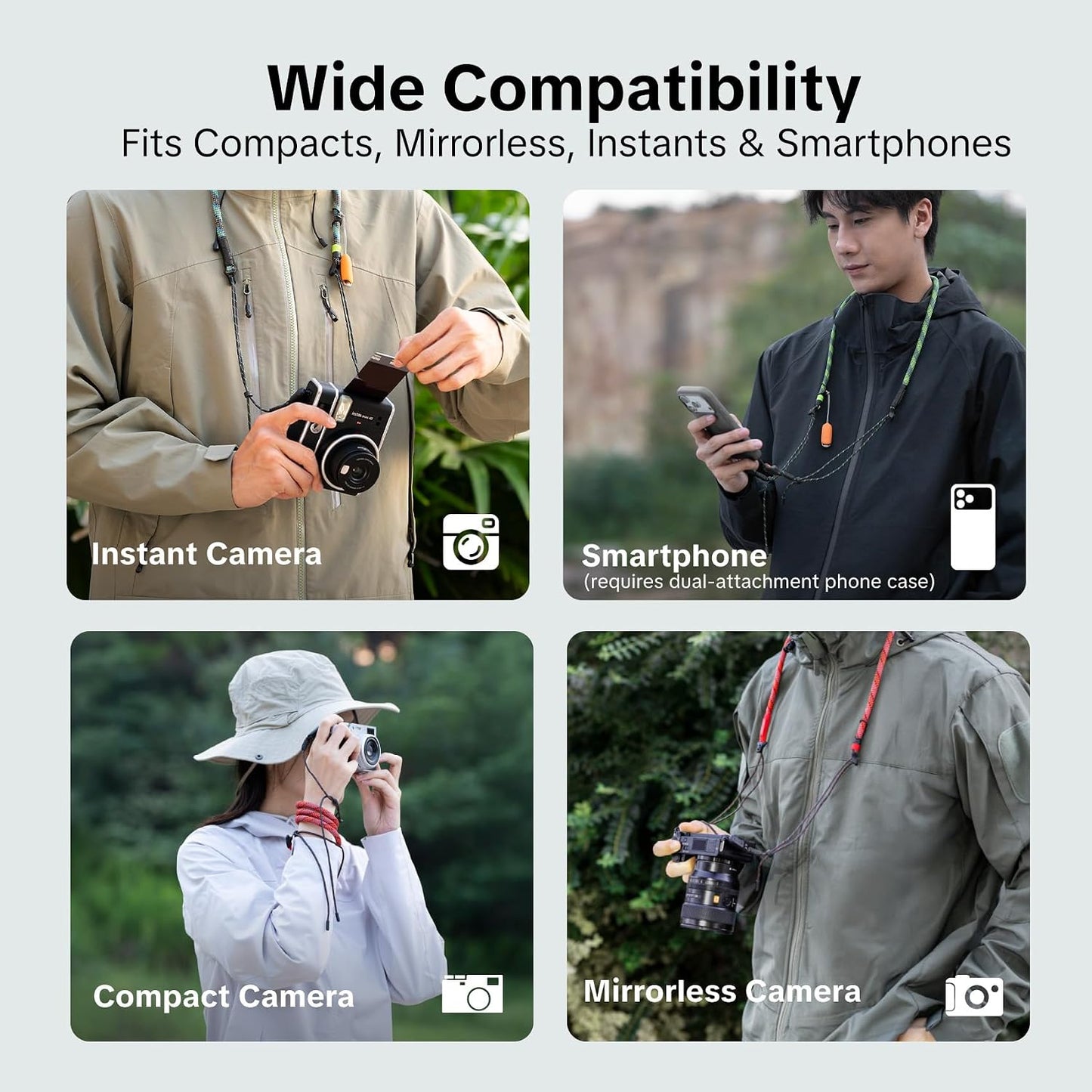 32.2-53.5in 66.1lb PGYTECH Camera Shoulder Strap Slim Outdoor Style, Adjustable Quick Release Neck Strap for Compact