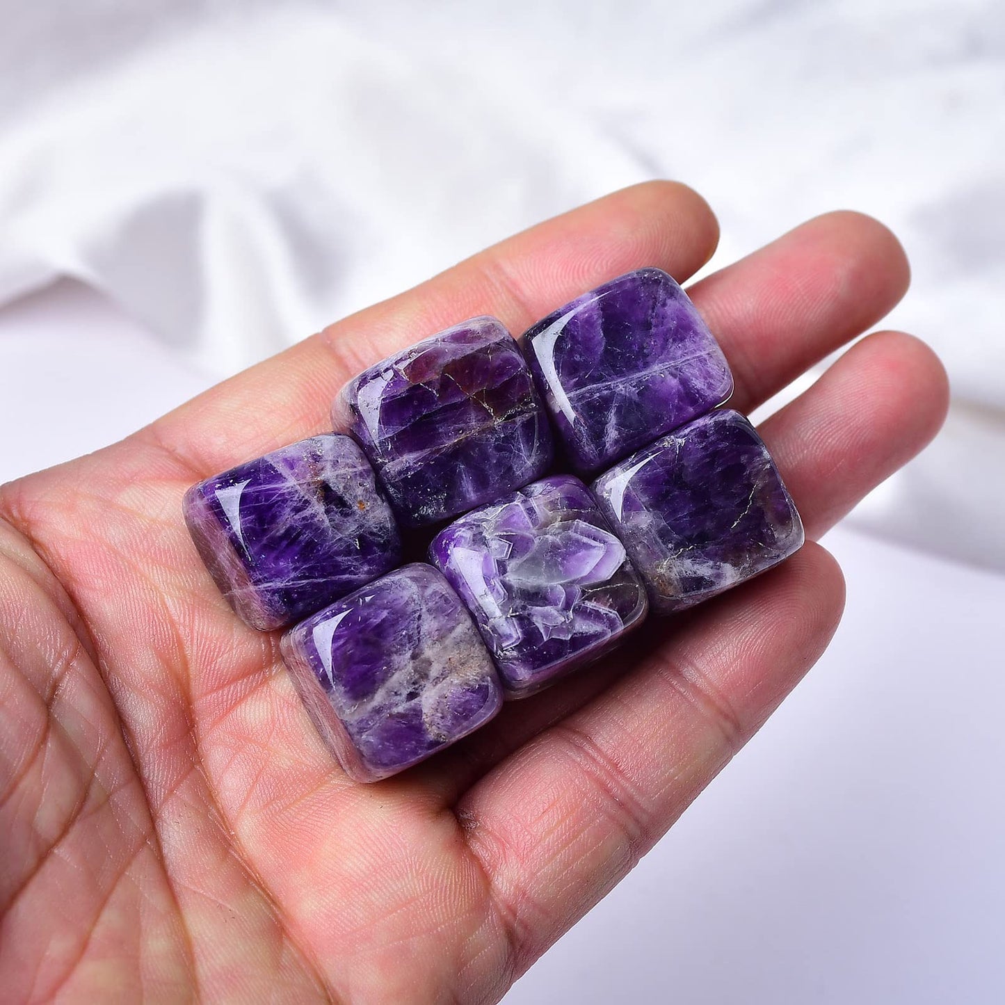 FZBHRO Amethyst Whiskey Stones Chilling Crystal Ice Cubes for Drinks Whiskey Rocks 0.7-0.8" Wine Cubes Gifts for Women Set of 6