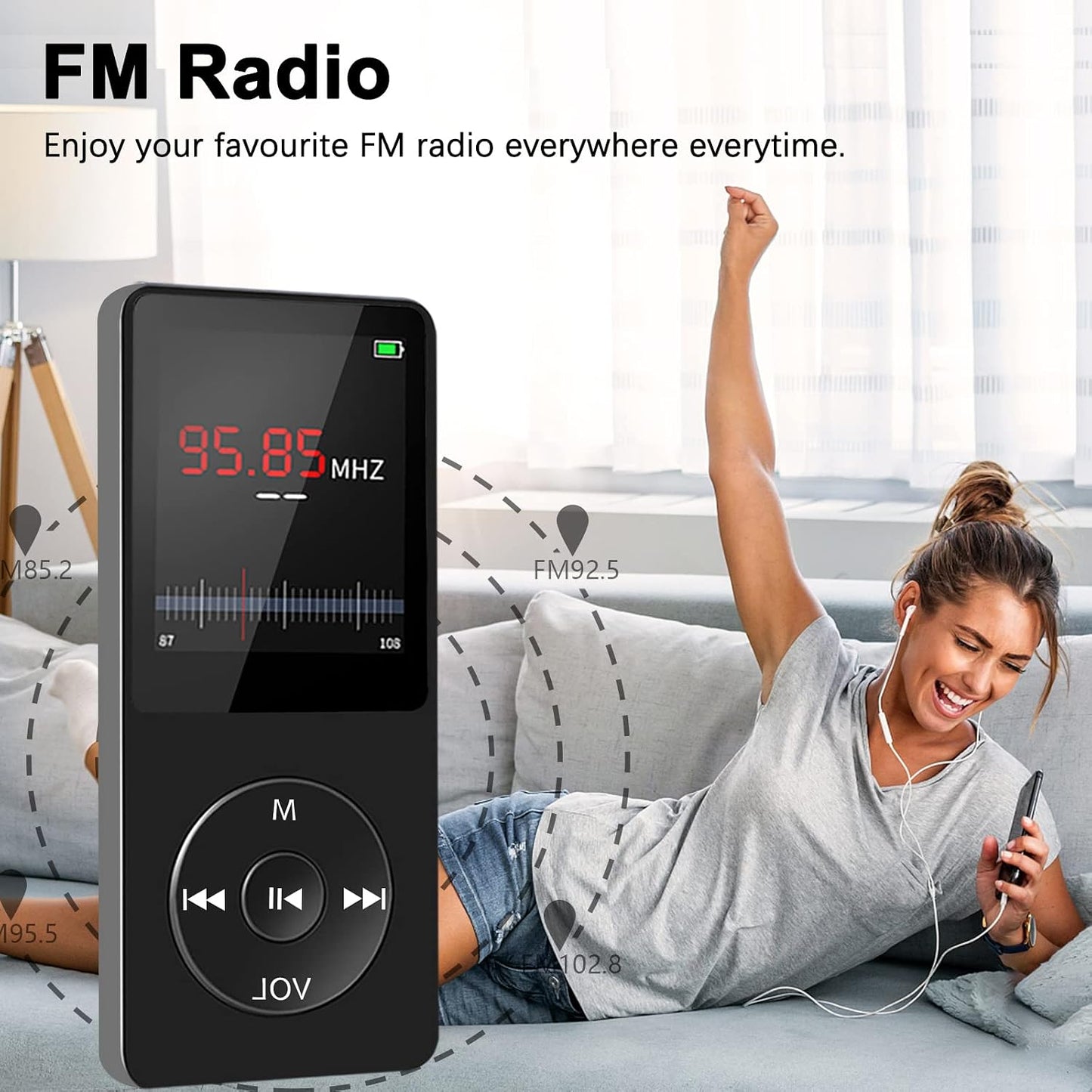 Aigital 32GB MP3 Design,1.8 Inch 128GB Bluetooth Player, Digital Music Player Running,HiFi Sound, HD Speaker, FM Radio