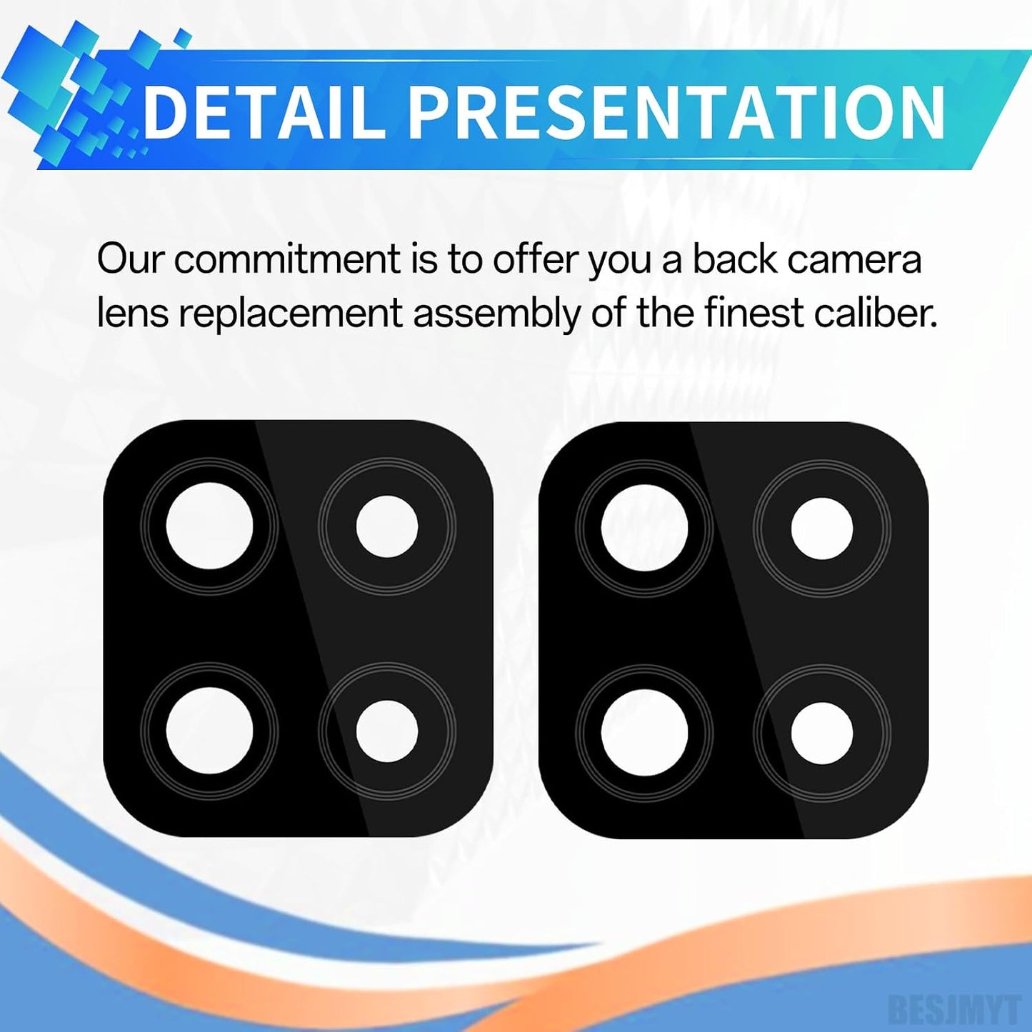 BESJMYT 2 Pack A12 A12 SM-A125U SM-A125U1 for Samsung Galaxy Rear Camera Lens Replacement Adhesive Back Camera Glass