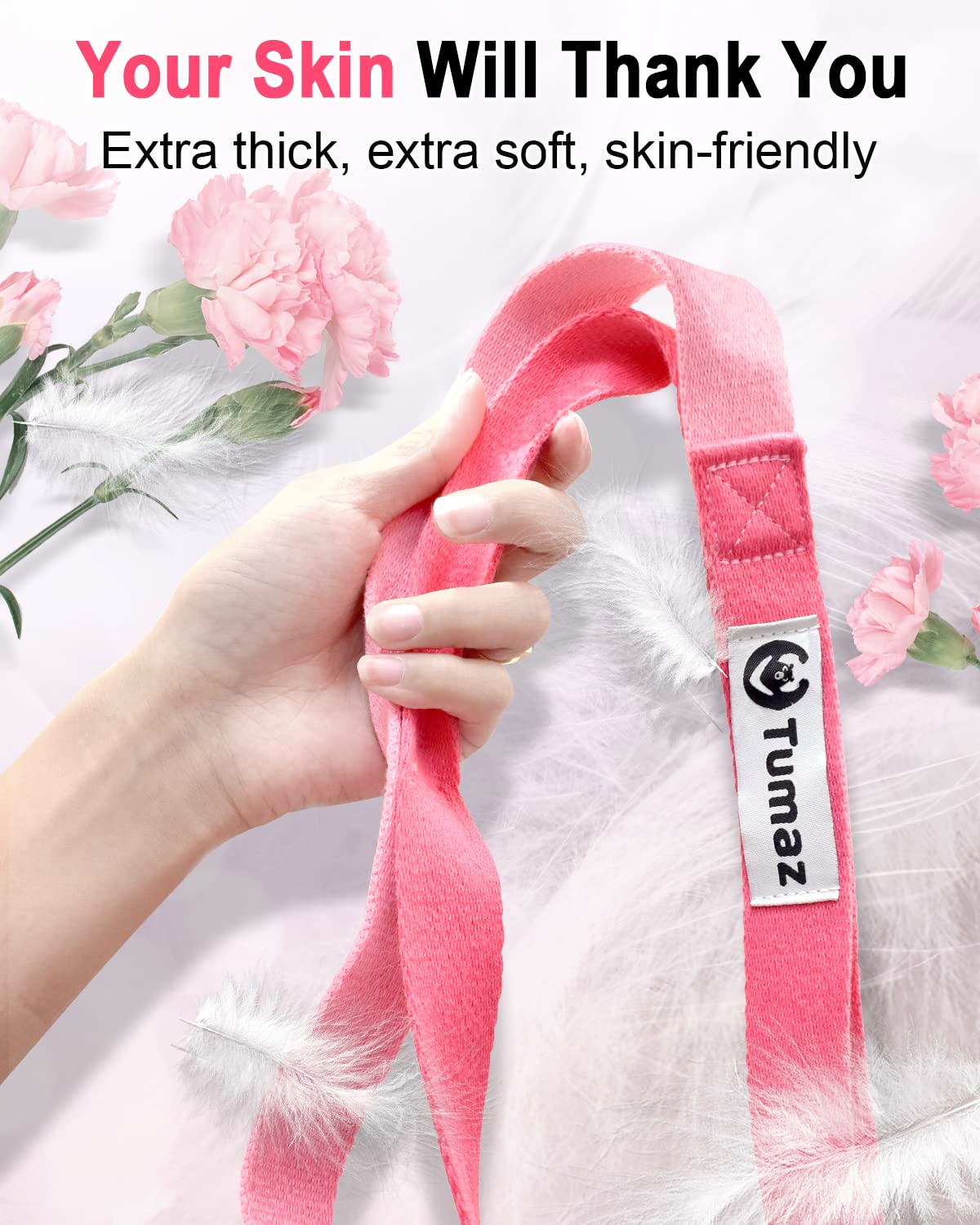 Tumaz Stretching Strap - 10 Loops & Non-Elastic Yoga Strap - Perfect Home Workout Stretch Strap for Physical Therapy, Yoga, Pilates, Flexibility