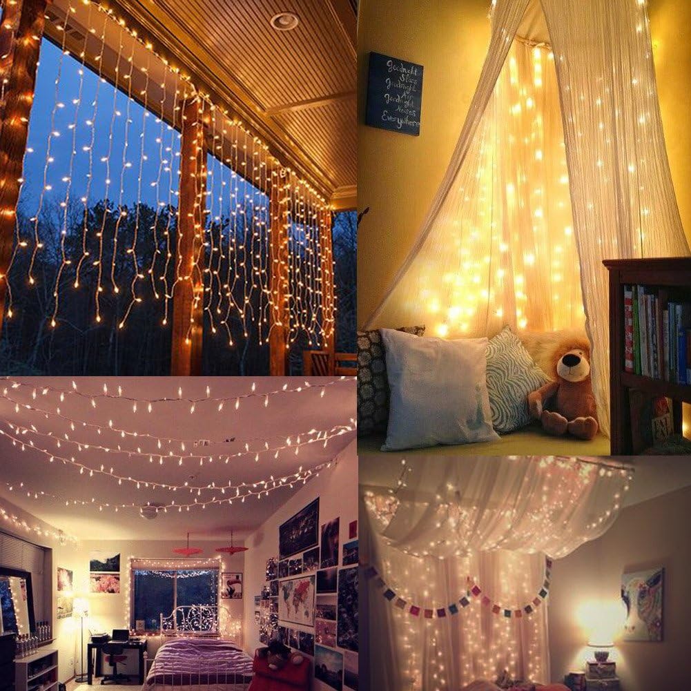 Twinkle Star 600 LED Curtain String Lights - Warm White for Weddings, Parties, Home & Garden Decor