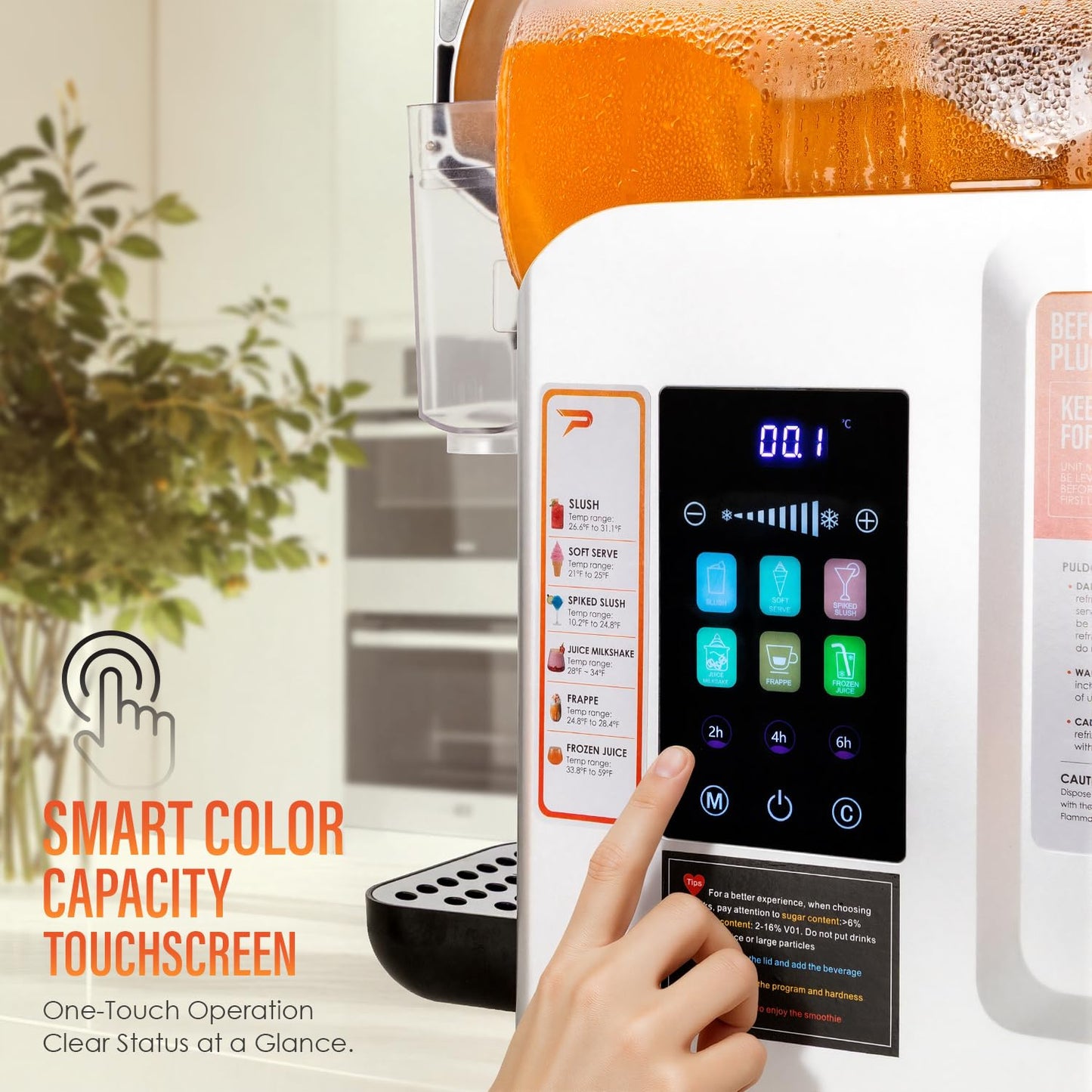 New Upgrade Smart 6 Presets Slushie Machine for Home & Soft Serve Ice Cream Machine, 68oz Color Touch Screen Slushy Machine for Home with 2/4/6H Smart Timer & Self-Cleaning, DIY Frozen Drink Maker