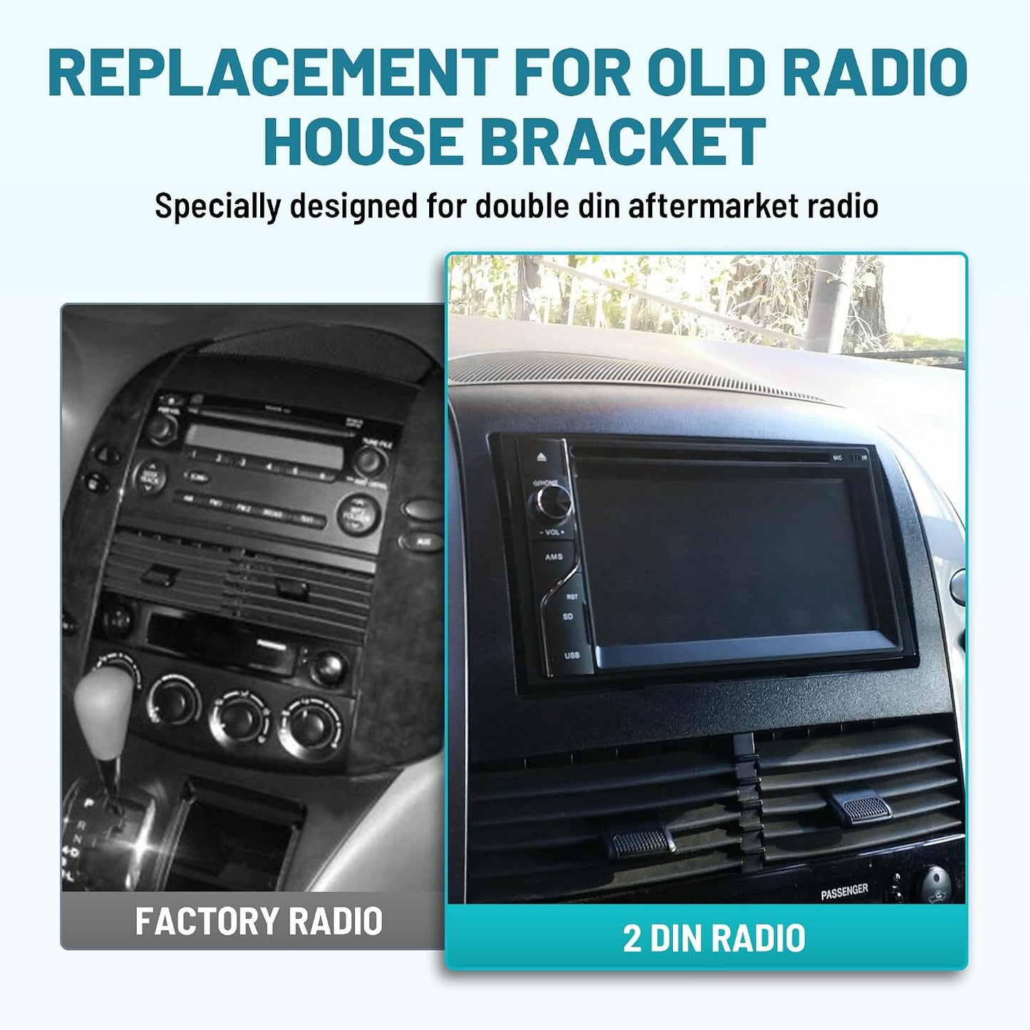 2004-2010 NuIth Double DIN Radio Dash Kit W/Radio Wire Harness for Toyota Sienna Non JBL System, Double DIN Car Stereo