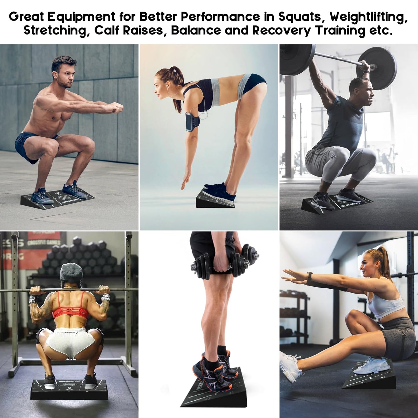 Greatshoot Squat Wedge Block, Professional One-Piece Heel Elevated Slant Board for All-Position Squats, Knees Over Toes, Weightlifting, Calf Stretches ect.. Home and Gym Equipment.
