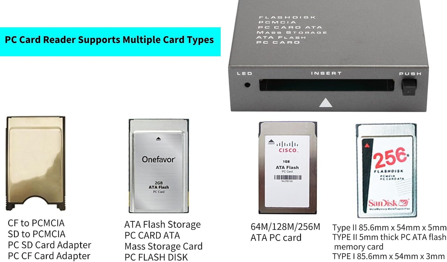 Lelukee ReaderUSB2.0 PCMCIA Reader68PIN PCMCIA 2.0 PC Card Interface Card ATA Flash PC Card to USB Industrial Grade
