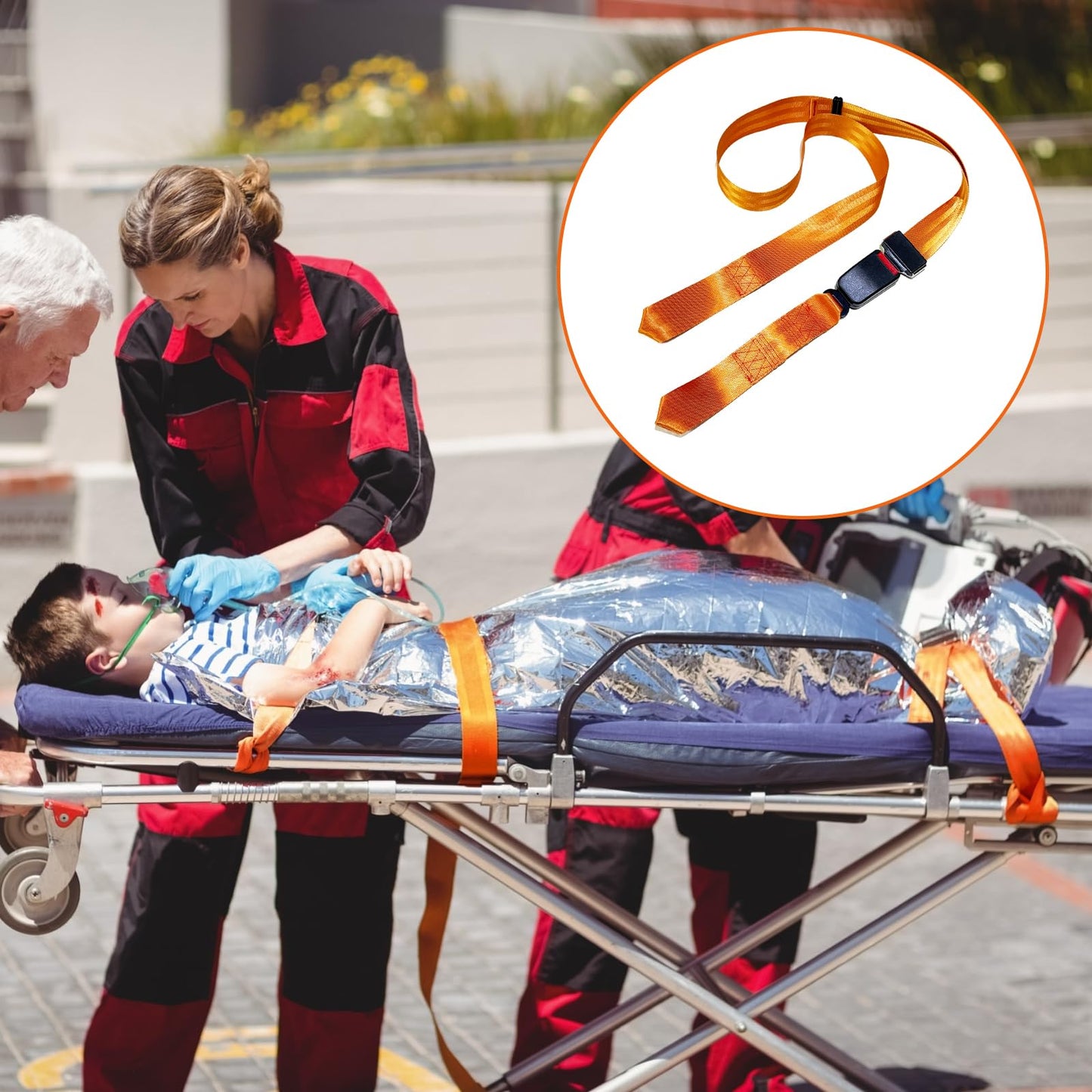Spine Board Strap for Backboard, Emergency Stretcher System Immobilization Belt with Quick Release Buckle, 72" L (B, 1)