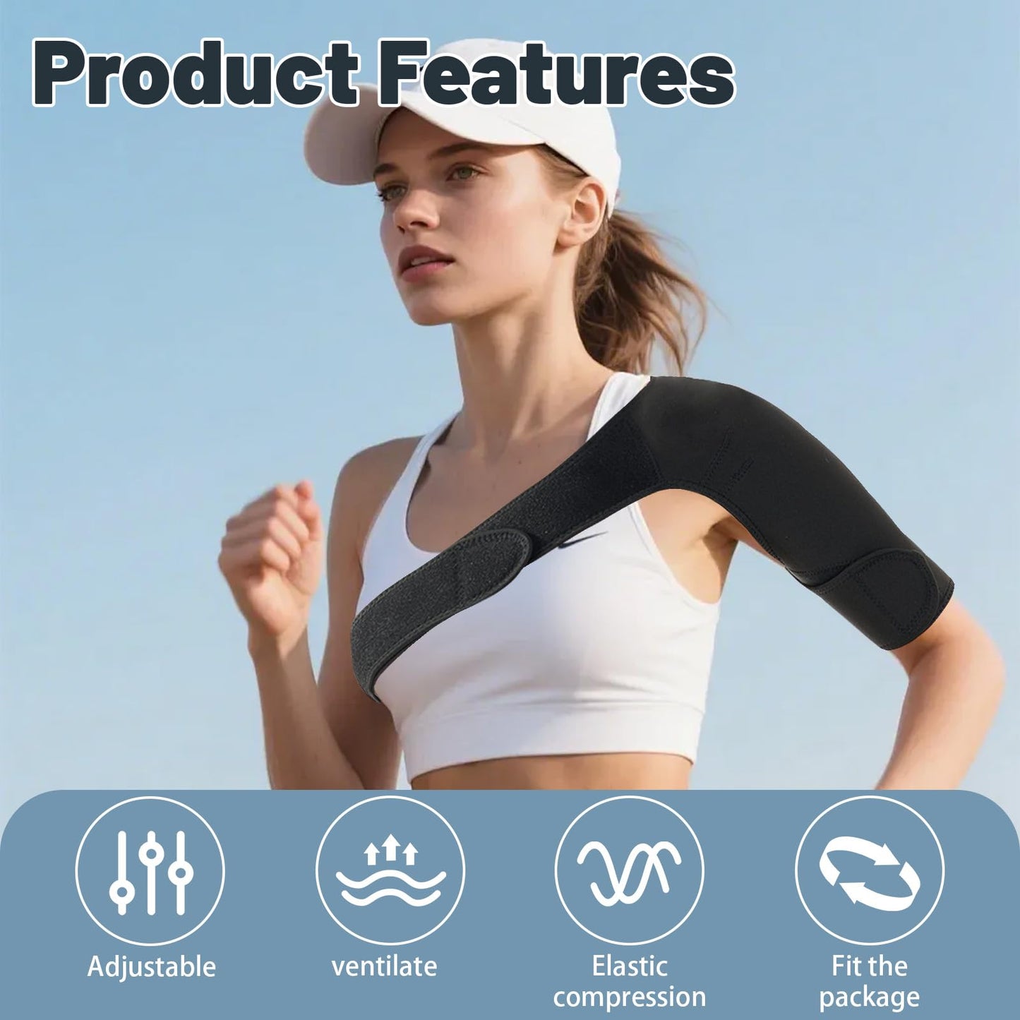 HSIWHV Shoulder Brace for Women, Compression Shoulder Sleeve, Adjustable and Can be Worn Under Clothes, Rotator Cuff Relief for Pain Relief (Right)