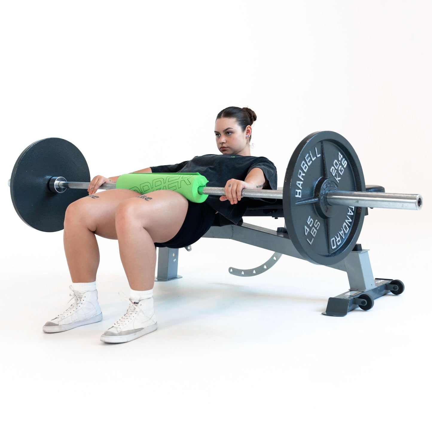 UPPPER Barbell Pad for Hip Thrusts and Glute Bridges - 1.5” Thick Foam for Comfort and Support, Secure Hook-and-Loop Closure - Fits Olympic & Standard Bars | Premium Fitness Gear (Neon Green)