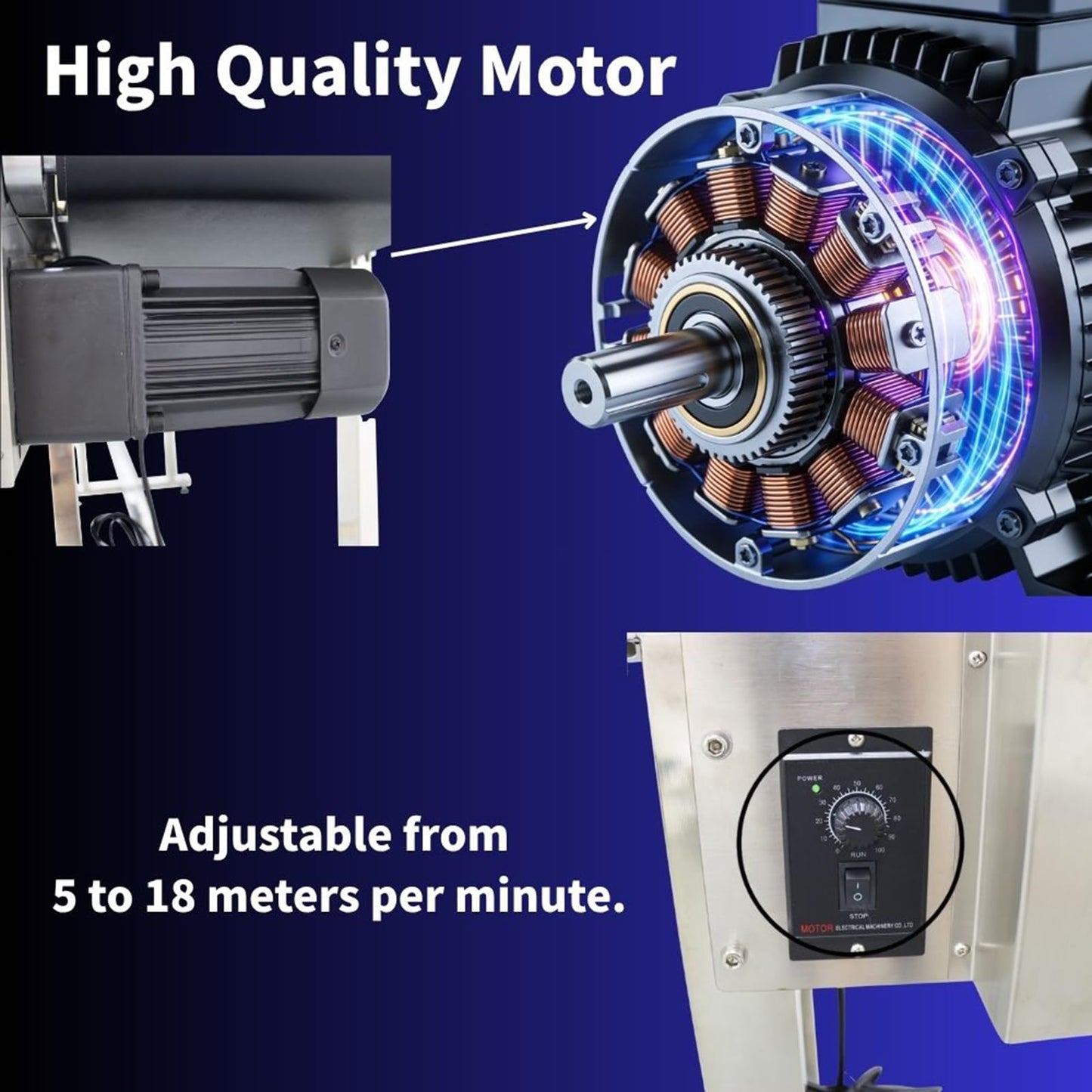 Yokoma Belt Conveyor Packaging Machine with Double Guardrails Stainless Steel Electric Flat PVC Belt Conveyor Black 118inch*15.7inch 250W 110V